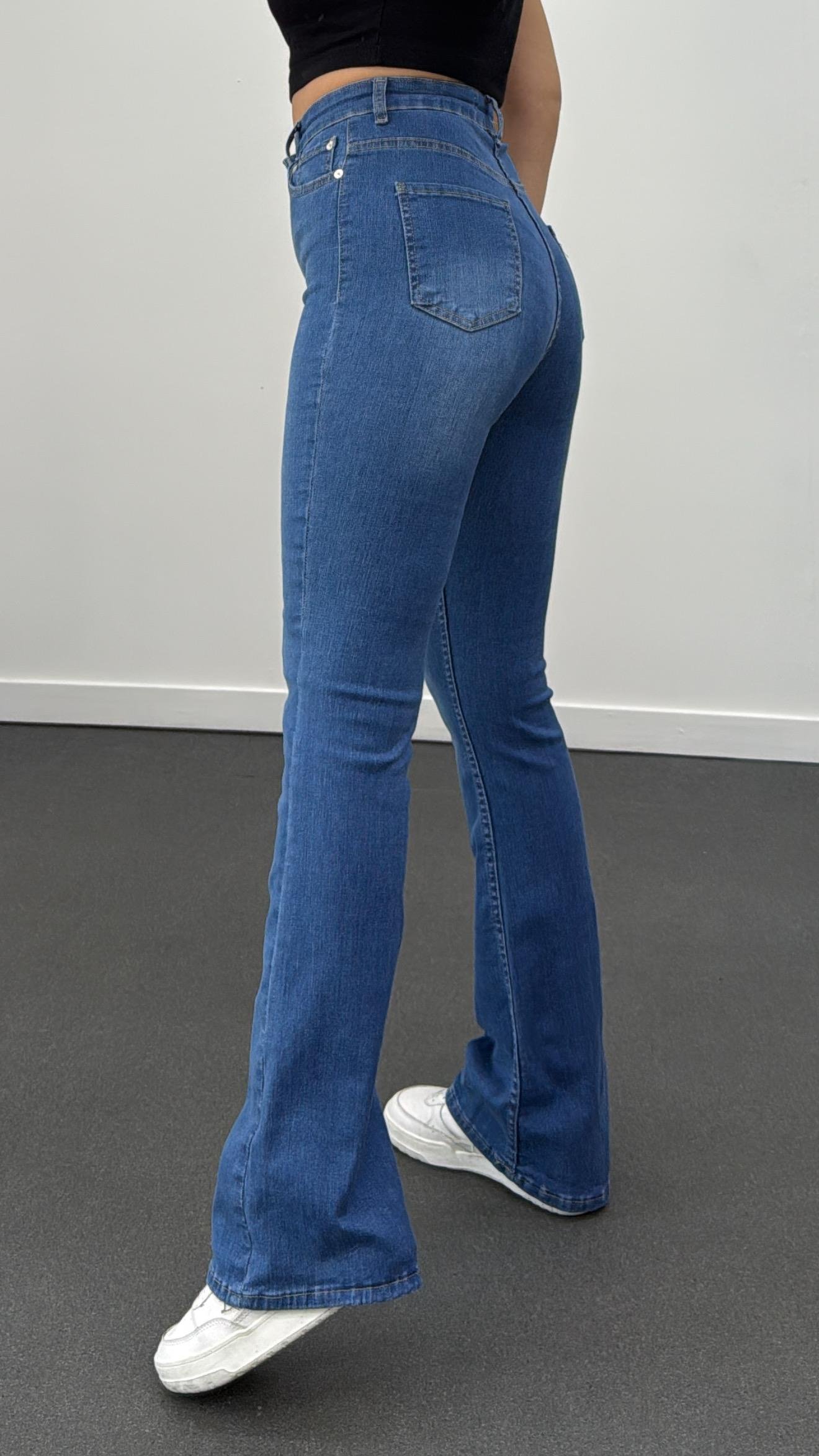 ZR Açık Renk Extra Yüksek Bel Full Likralı Flare Jeans