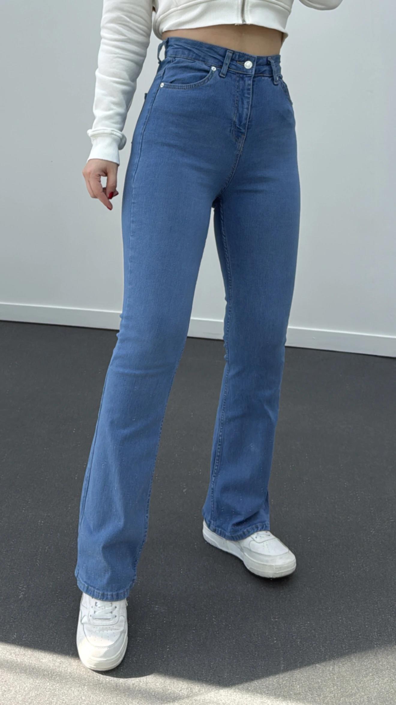 ZR Açık Renk Extra Yüksek Bel Full Likralı Flare Jeans