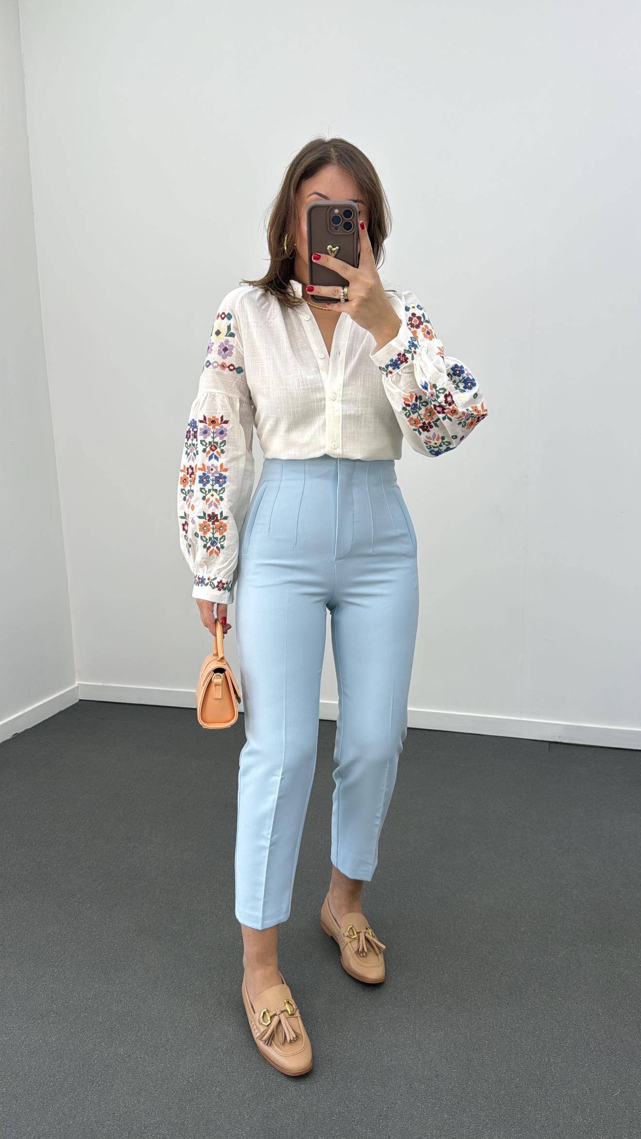 ZR Bebe Mavi Pensli Kumaş Pantolon