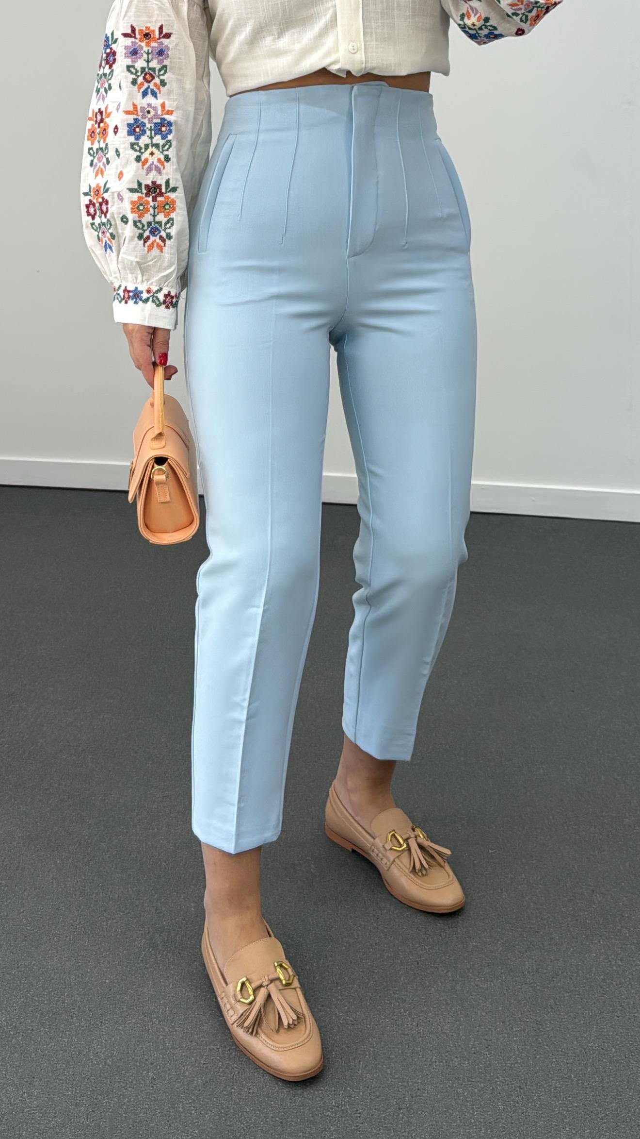 ZR Bebe Mavi Pensli Kumaş Pantolon