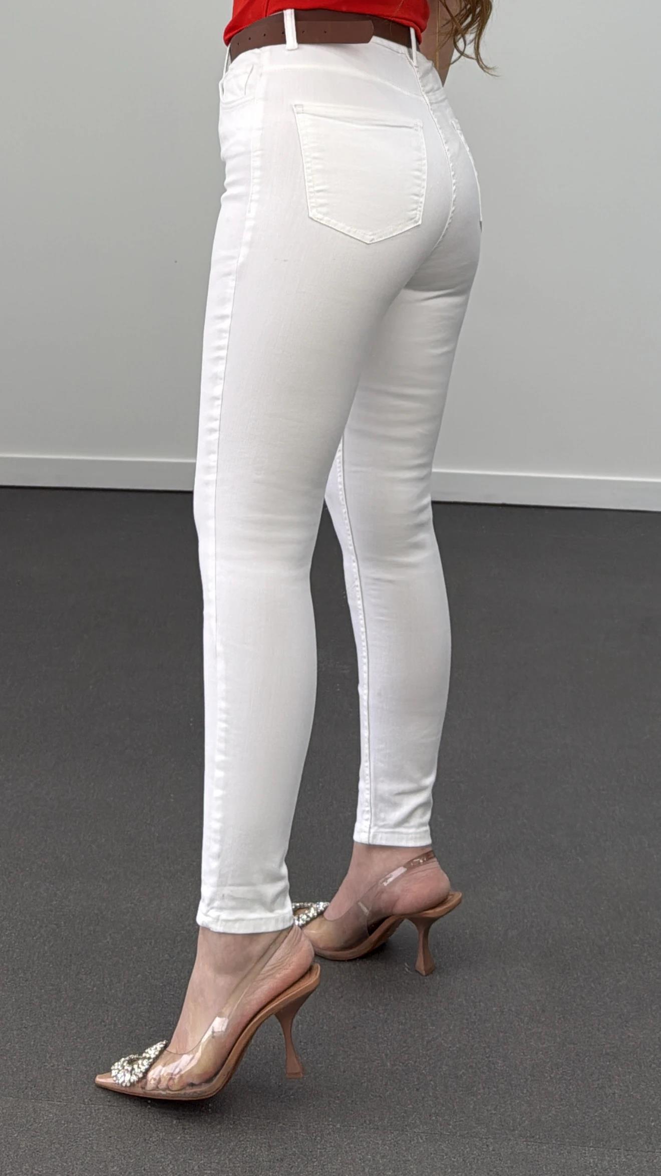 Zr Beyaz Süper Likralı Toparlayıcı Skinny Jeans