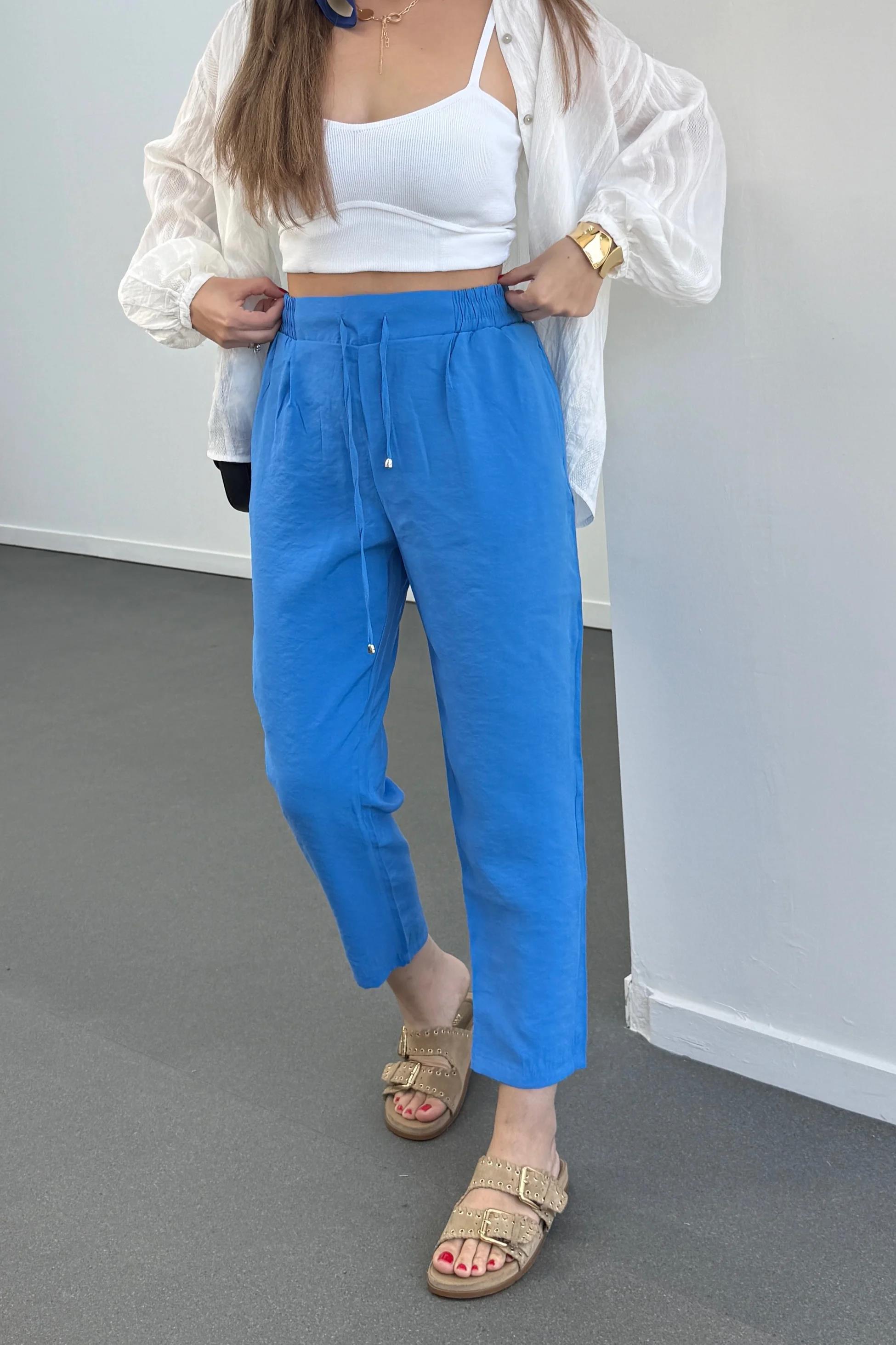 ZR Bohemian Mavi Tensel Kumaş Premium Pantolon