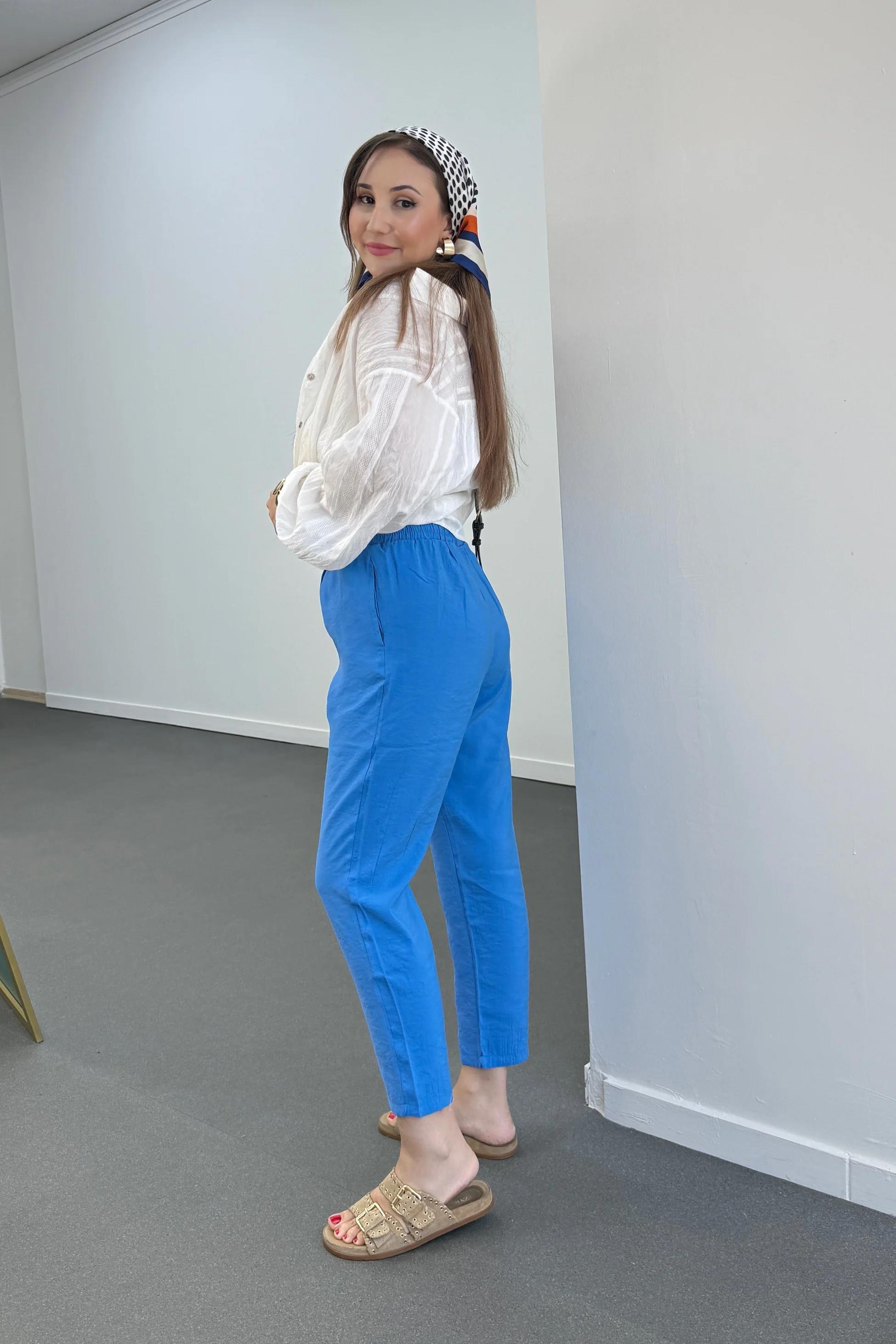 ZR Bohemian Mavi Tensel Kumaş Premium Pantolon