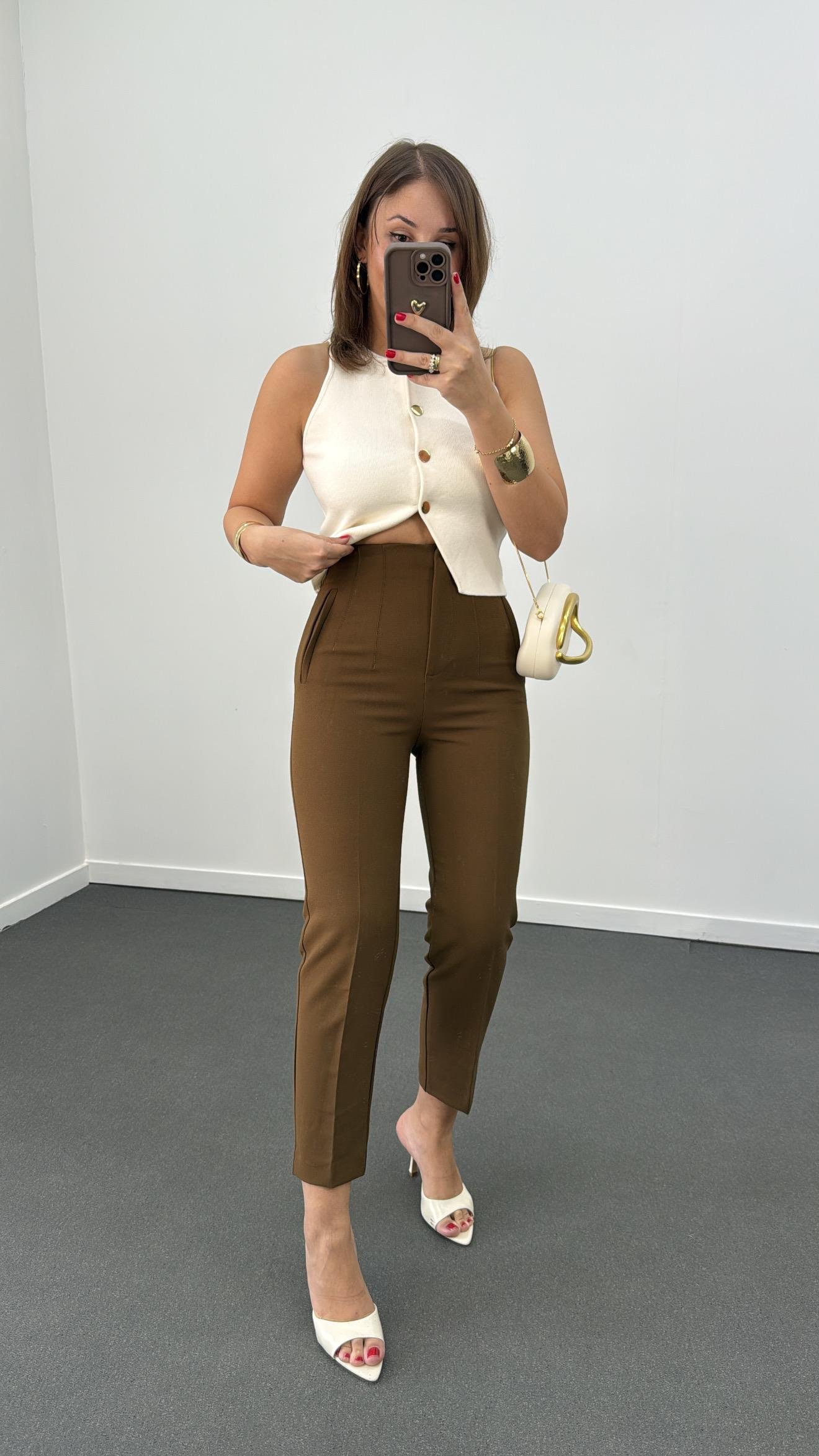 ZR Camel Pensli Kumaş Pantolon