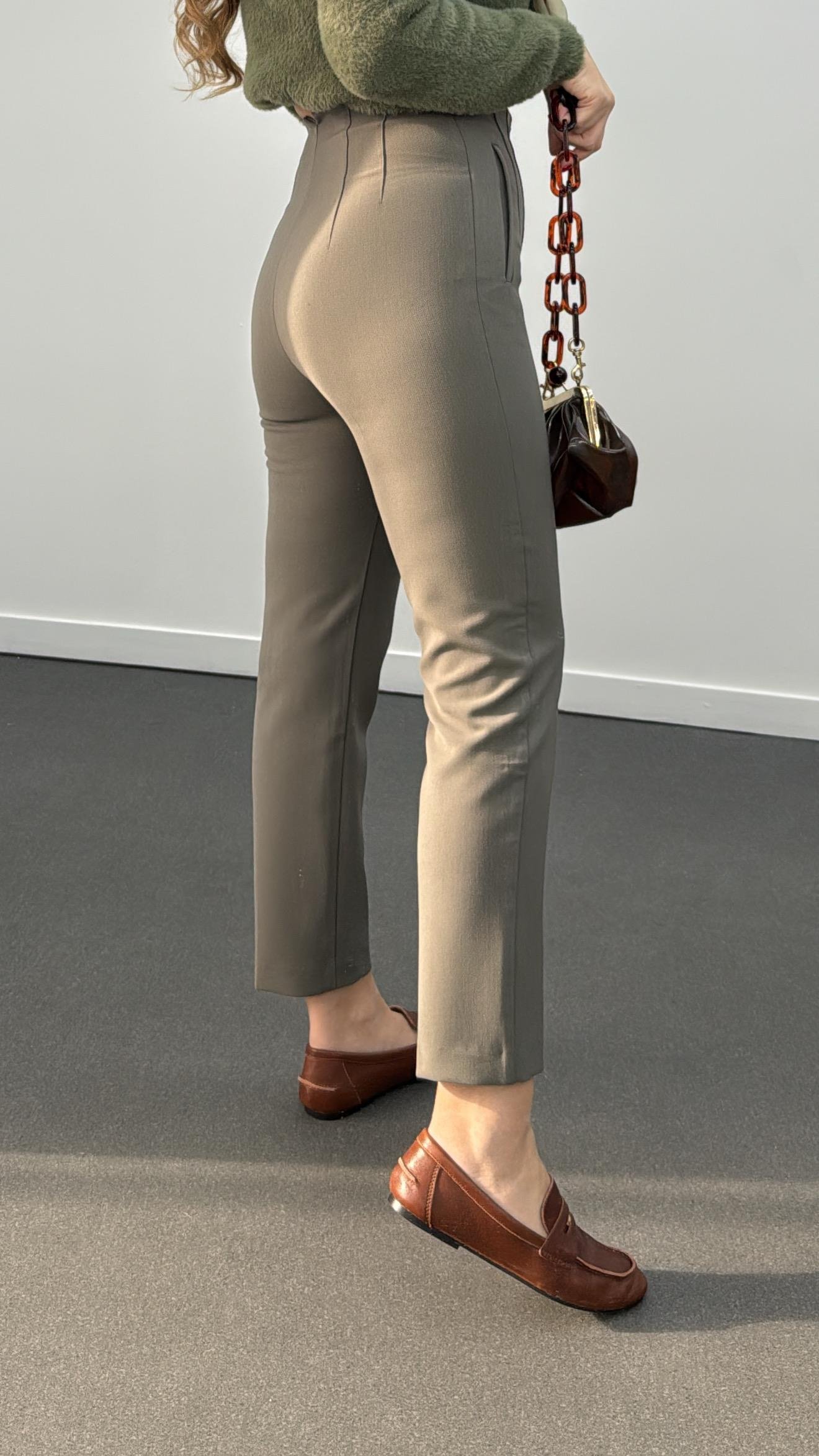 ZR Küllü Yeşil Renk Pensli Kumaş Pantolon