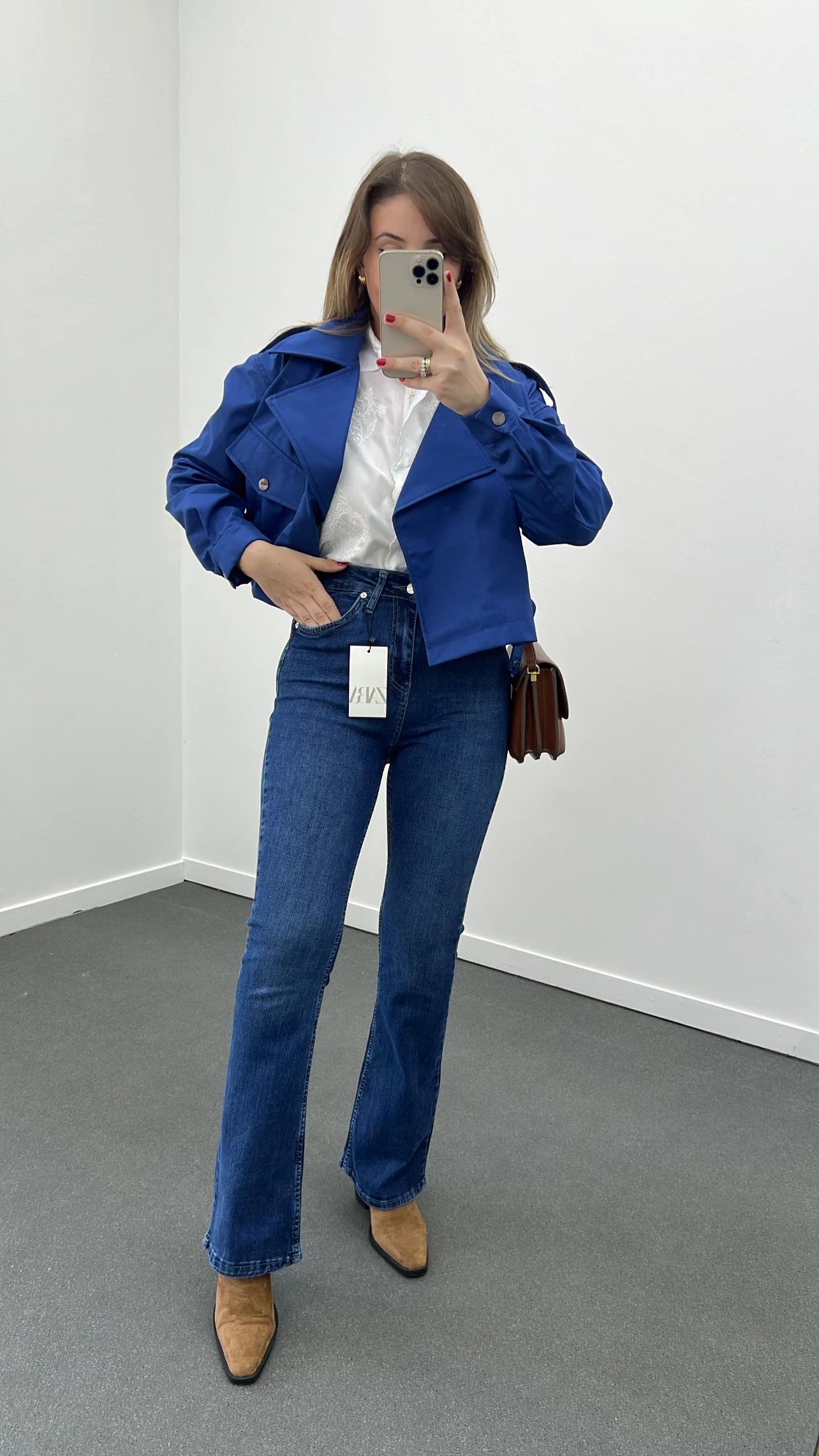 ZR Mavi Kruvaze Model Trenç