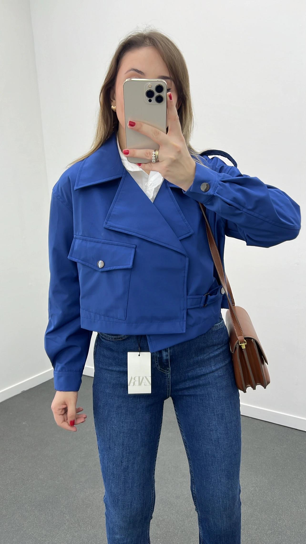 ZR Mavi Kruvaze Model Trenç