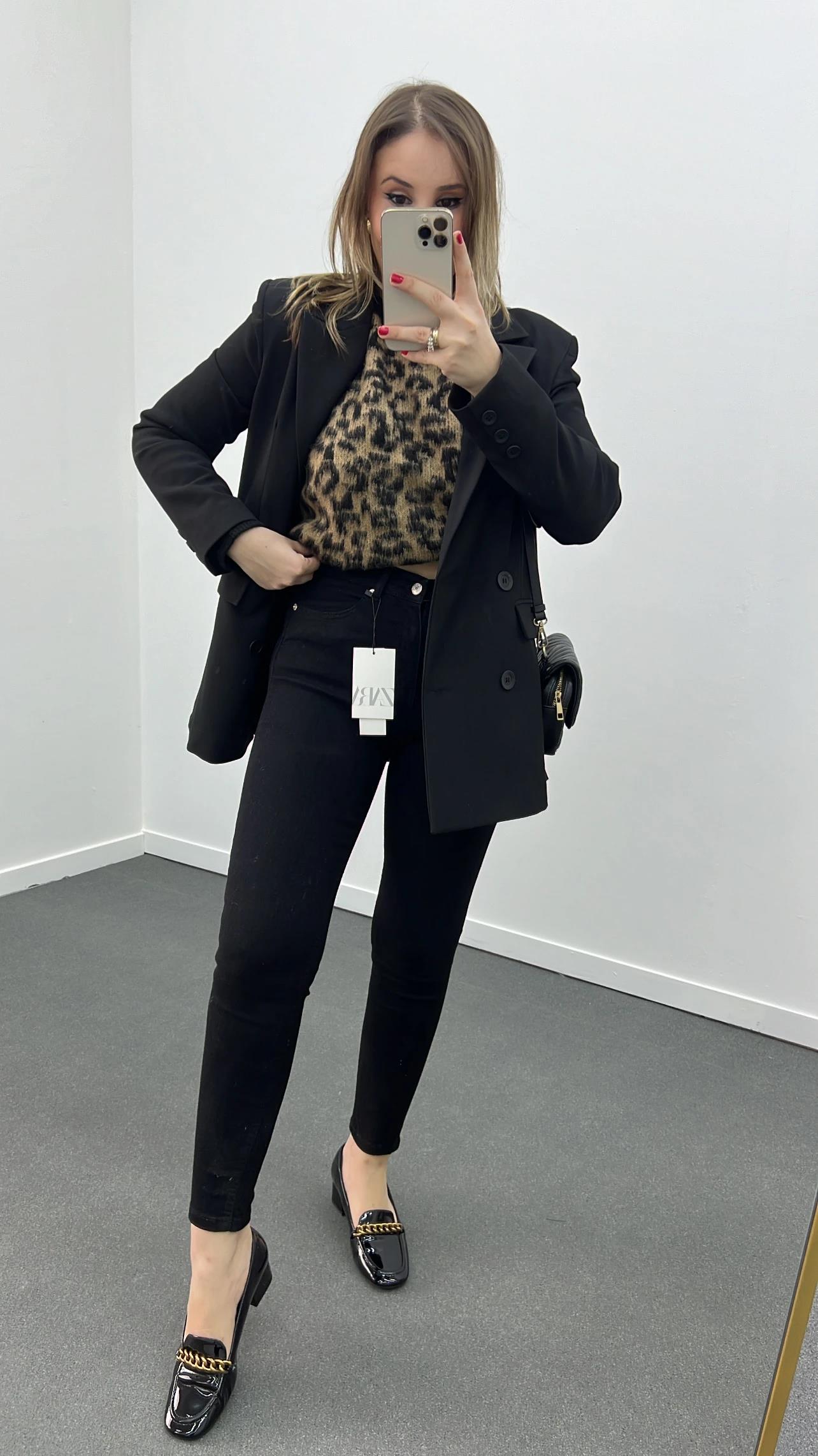 ZR Siyah Kışlık Örme Skinny Jeans