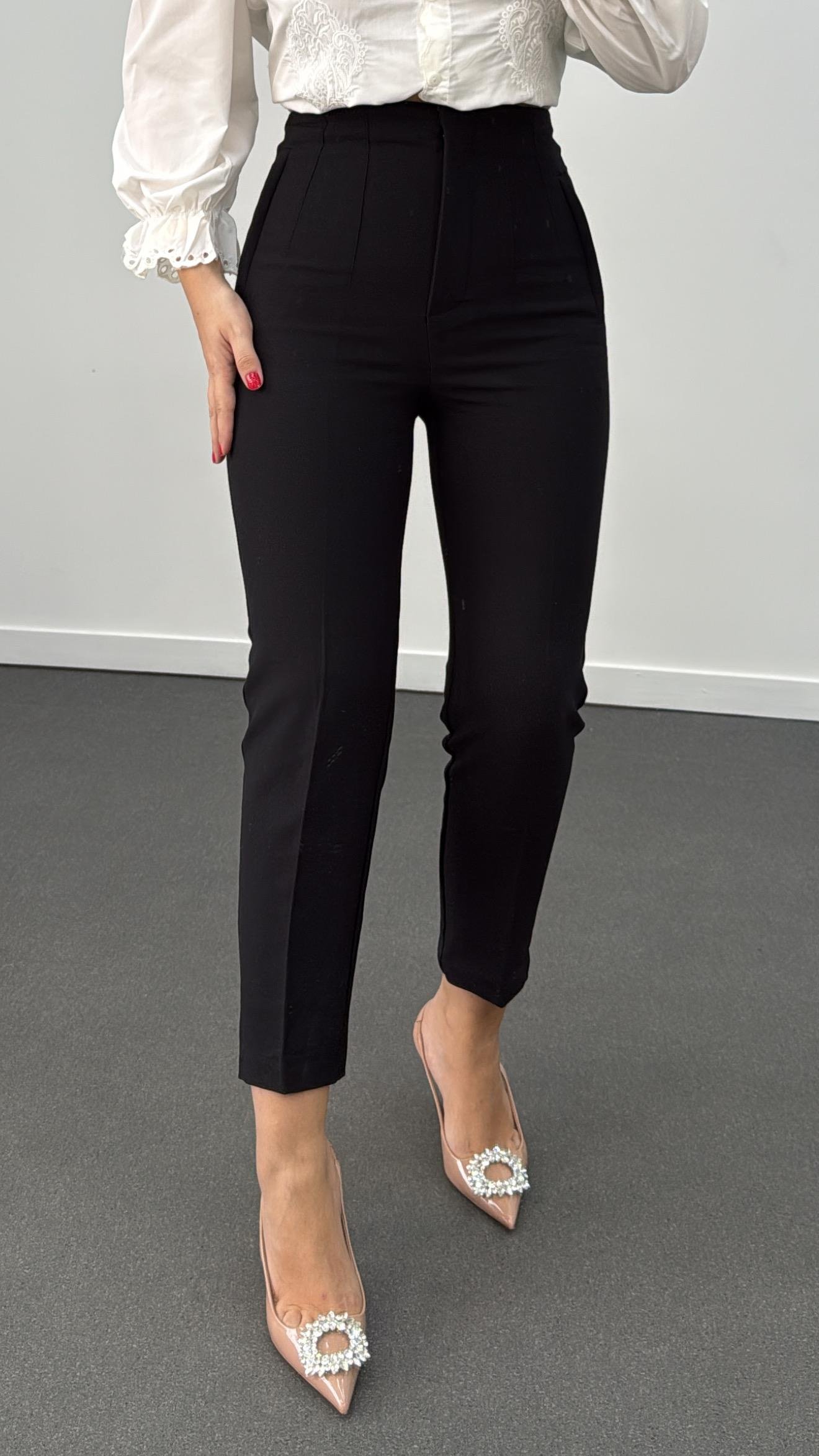 ZR Siyah Pensli Kumaş Pantolon