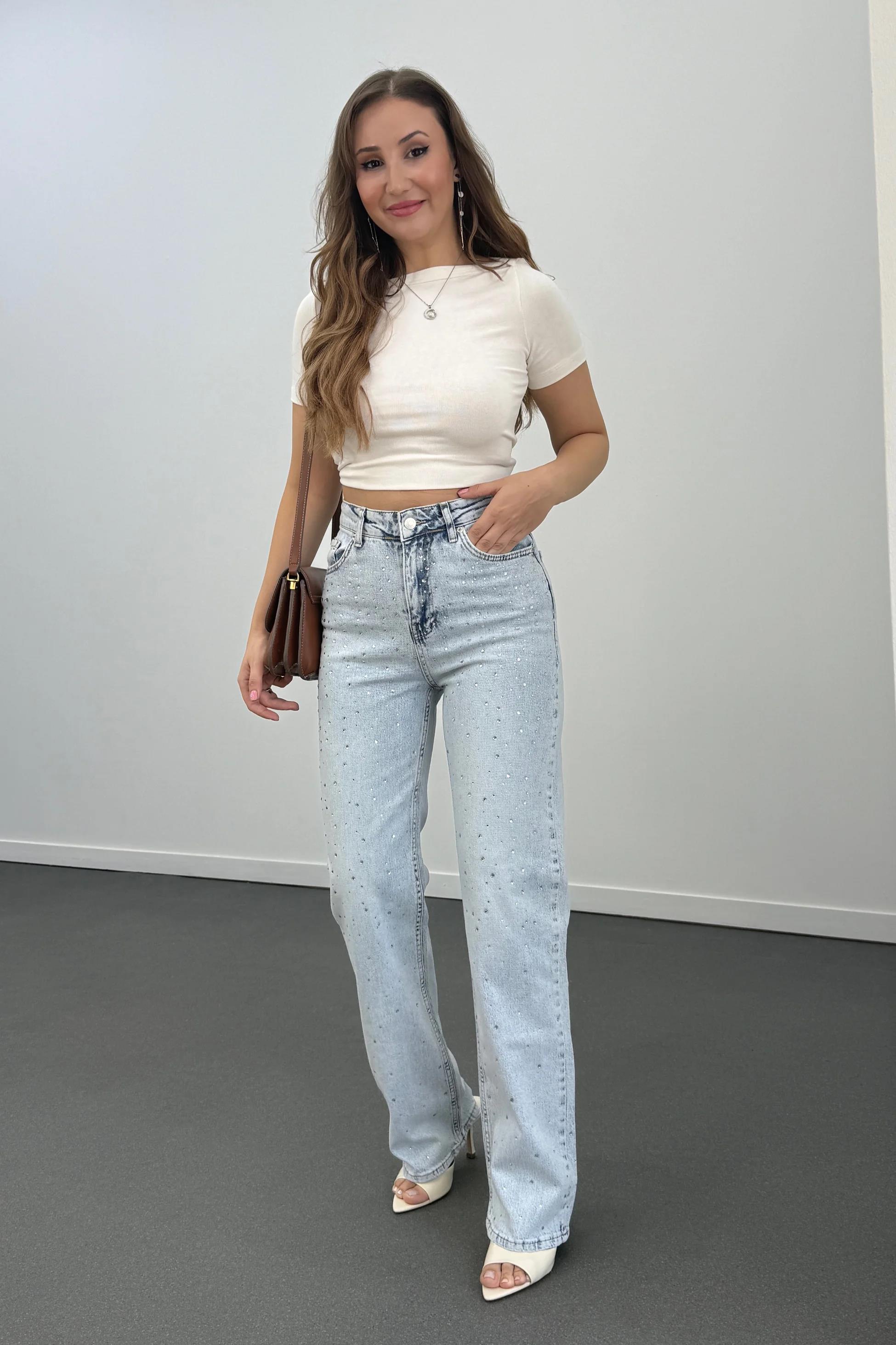 ZR Swarovski Taş Aksesuarlı Premium Jean