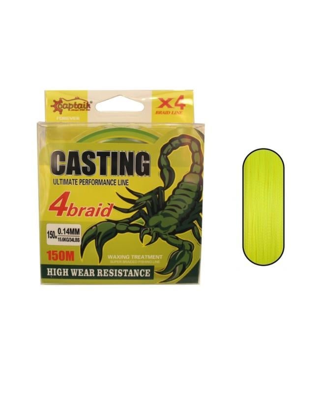 Captain Casting Pe 4 Kat Spin İp Misina 150Mt Sarı