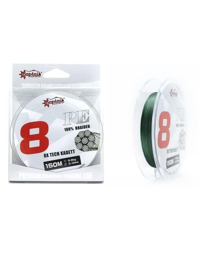 Captain X8 Kadett Tech Pe 8 Örgü Spin İpi 150Mt Dark Green