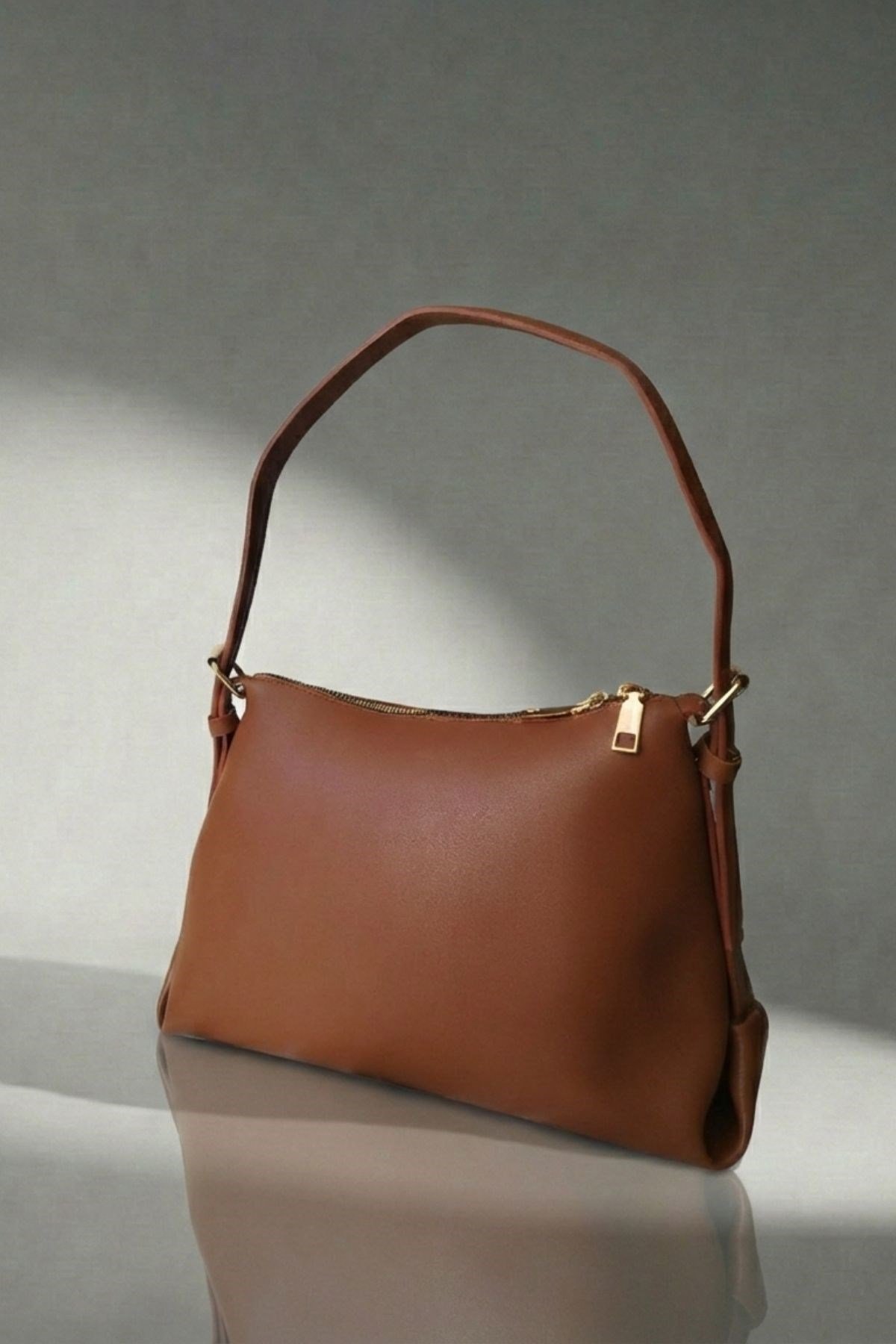 Vivazzaluxe Modern Tasarım Taba Deri Orta Boy Kadın Çanta PORTFÖY & CLUTCH