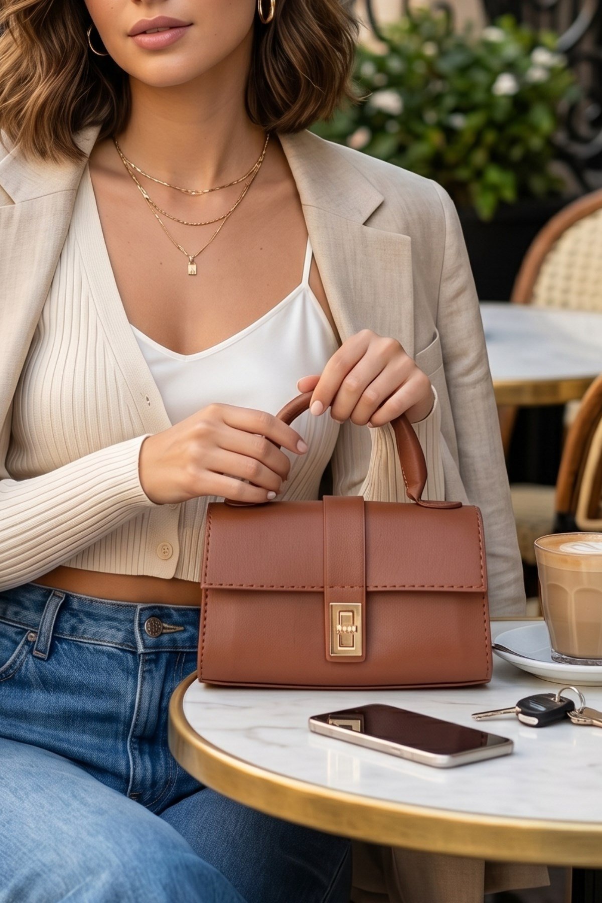 Vivazzaluxe Paula Model Taba Deri Mini Kadın El ve Omuz Çantası MİNİ ÇANTALAR