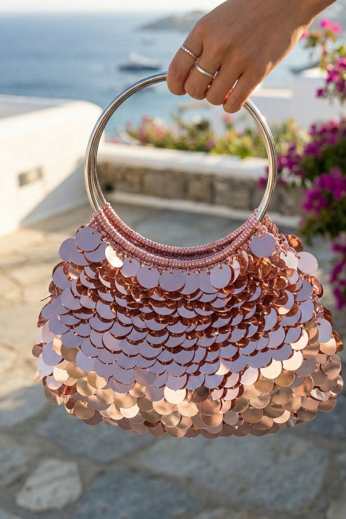 Vivazzaluxe Pinterest Model El Örgüsü Pullu Kadın Abiye Çanta  Pembe ( EL YAPIMI ) ABİYE ÇANTA