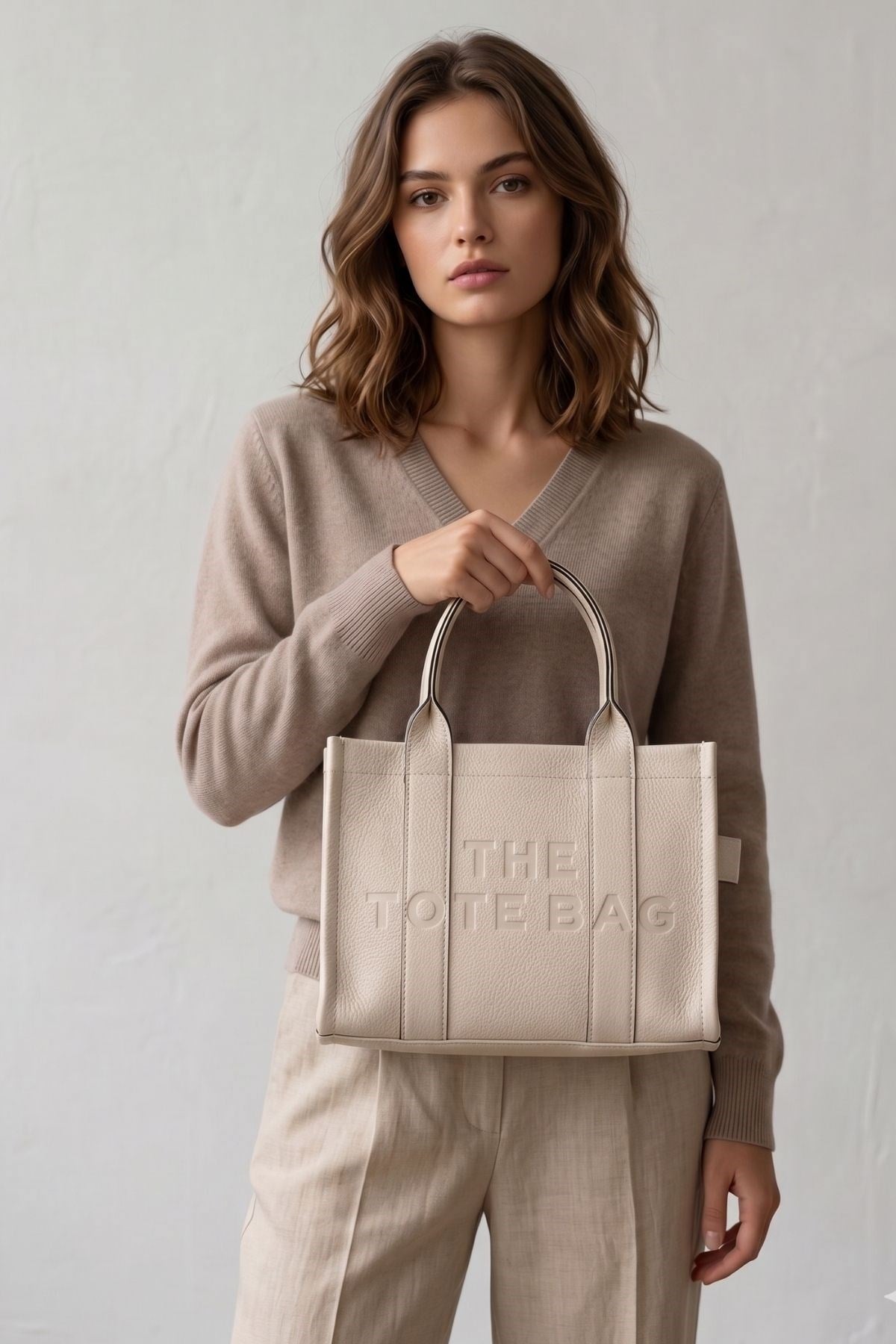 Vivazzaluxe The Tote Bag Kadın Deri El & Kol & Omuz Çanta Krem OMUZ ÇANTASI