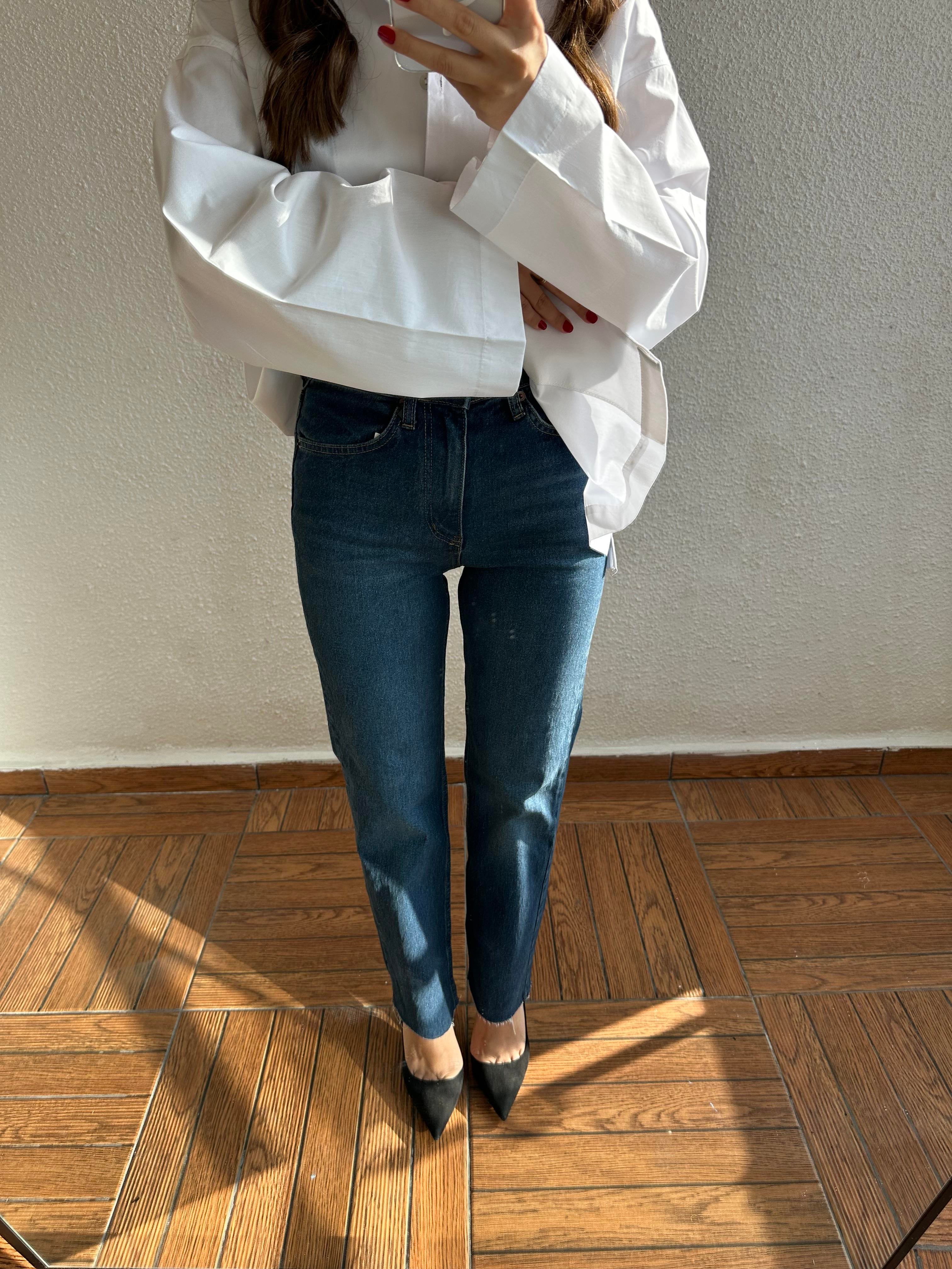 Boy Fit Kesik Paça Jean - Lacivert
