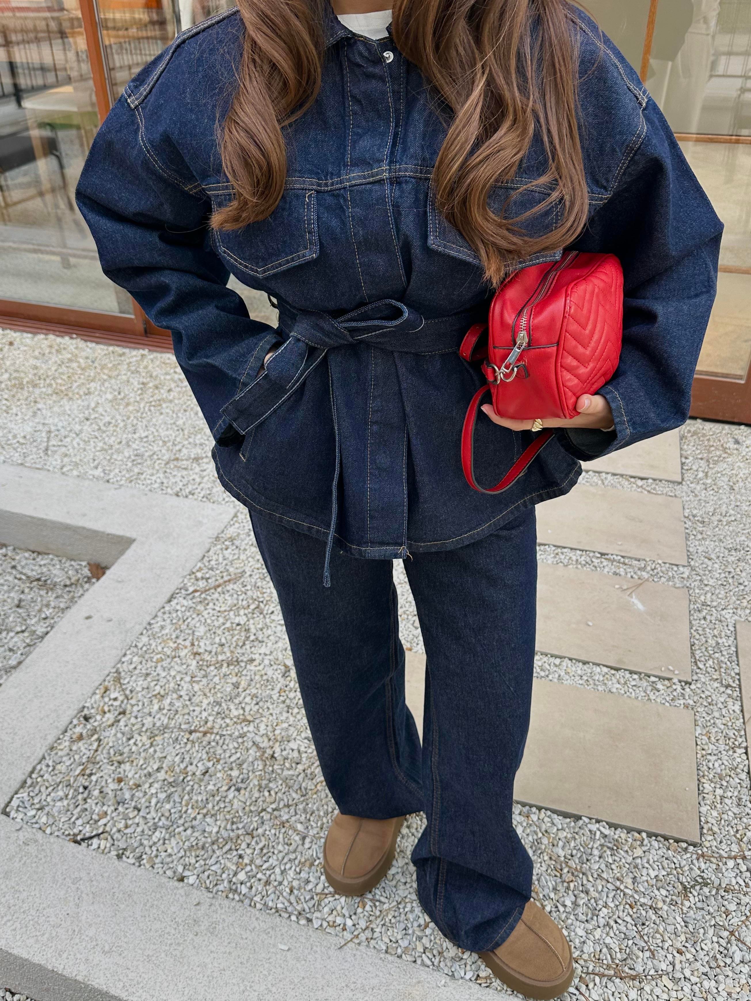 Denim Gömlek Pantolon Takım - Lacivert
