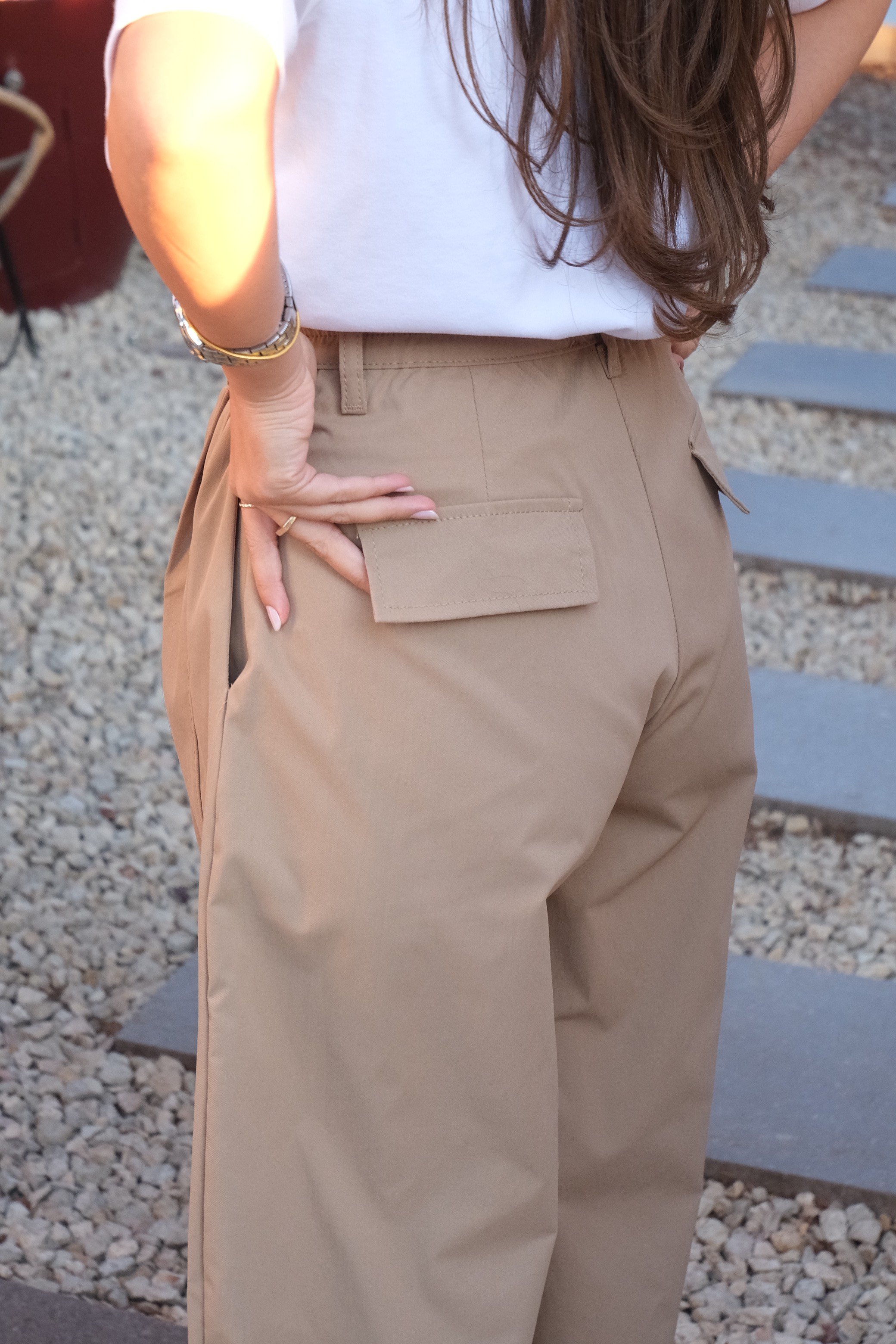 Yüksek Bel Barrel Pantolon - Camel Bej