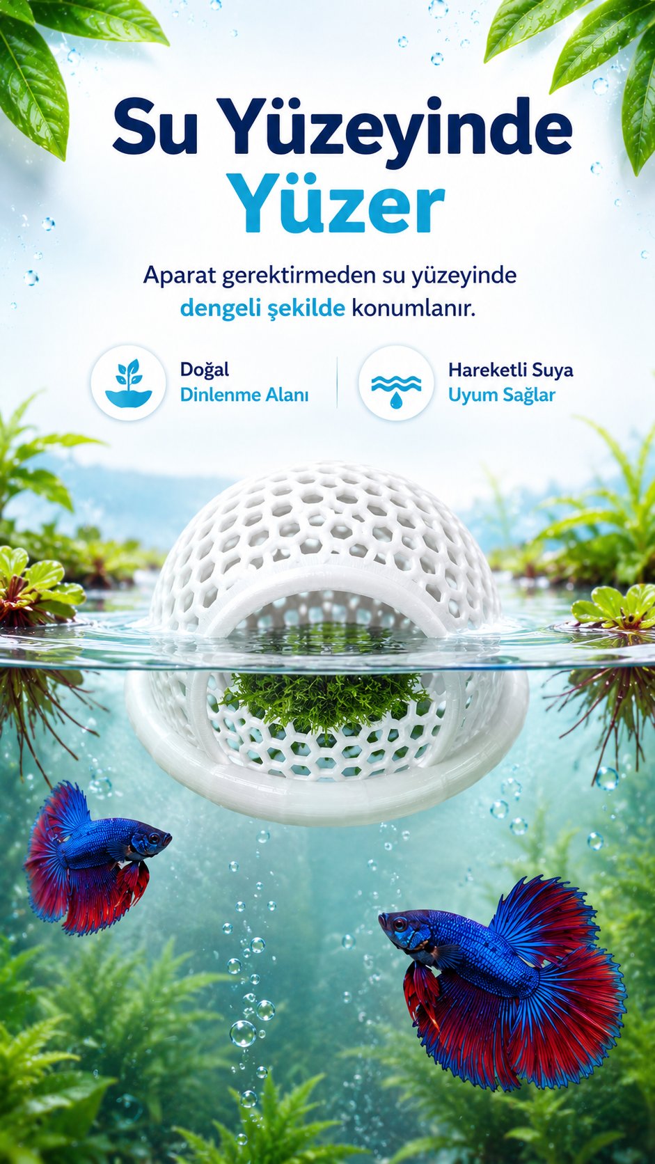 Akvaryum Beta Dinlenme Ve Yavrulama Kabı (Özel Tasarım Betta Yatağı)