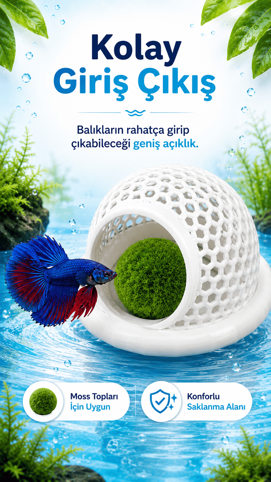 Akvaryum Beta Dinlenme Ve Yavrulama Kabı (Özel Tasarım Betta Yatağı)