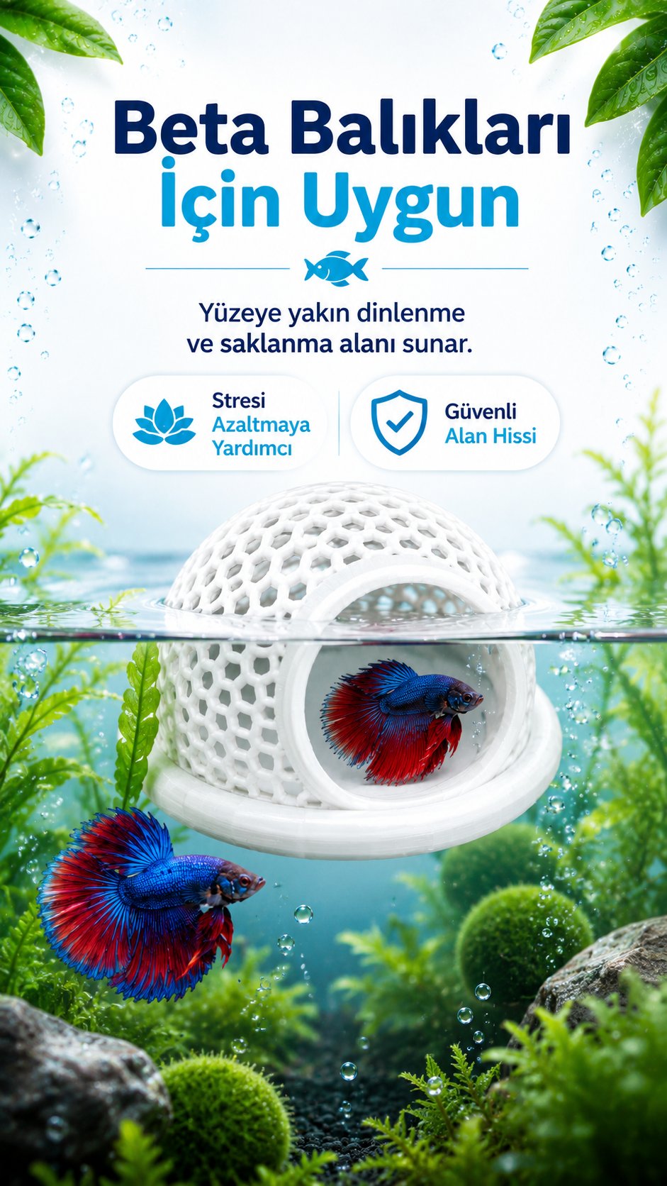 Akvaryum Beta Dinlenme Ve Yavrulama Kabı (Özel Tasarım Betta Yatağı)