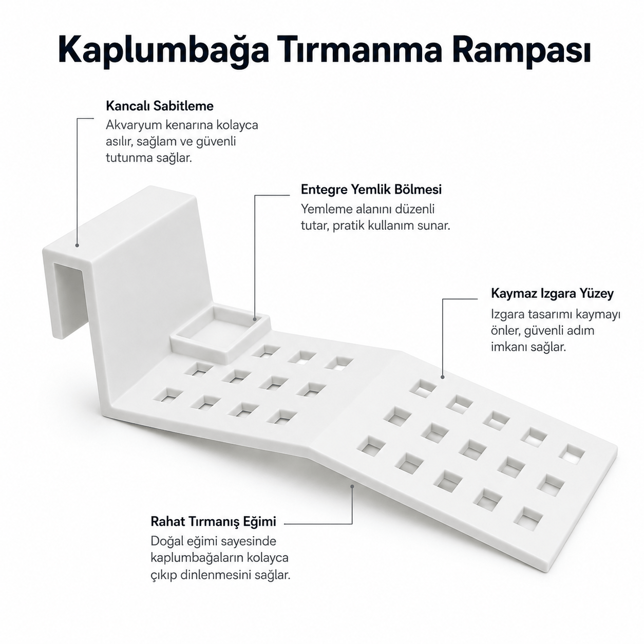 Kaplumbağa Tırmanma Rampası – Akvaryum Dinlenme ve Beslenme Platformu