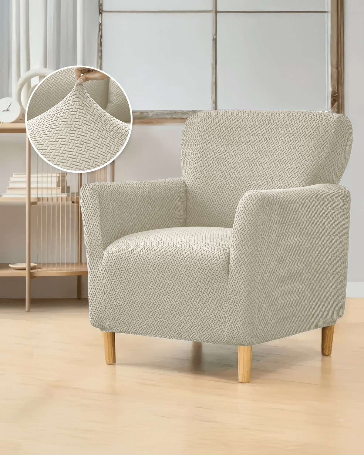 3.3.1.1 Koltuk Örtüsü Krem Koltuk Kılıfı Takımı Lastikli Sofa Cover / Krem