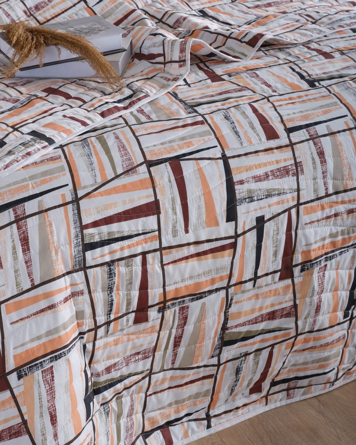 Boho Lines Premium Çift Taraflı Pamuklu Kapitone Yatak Örtüsü 210x230 cm