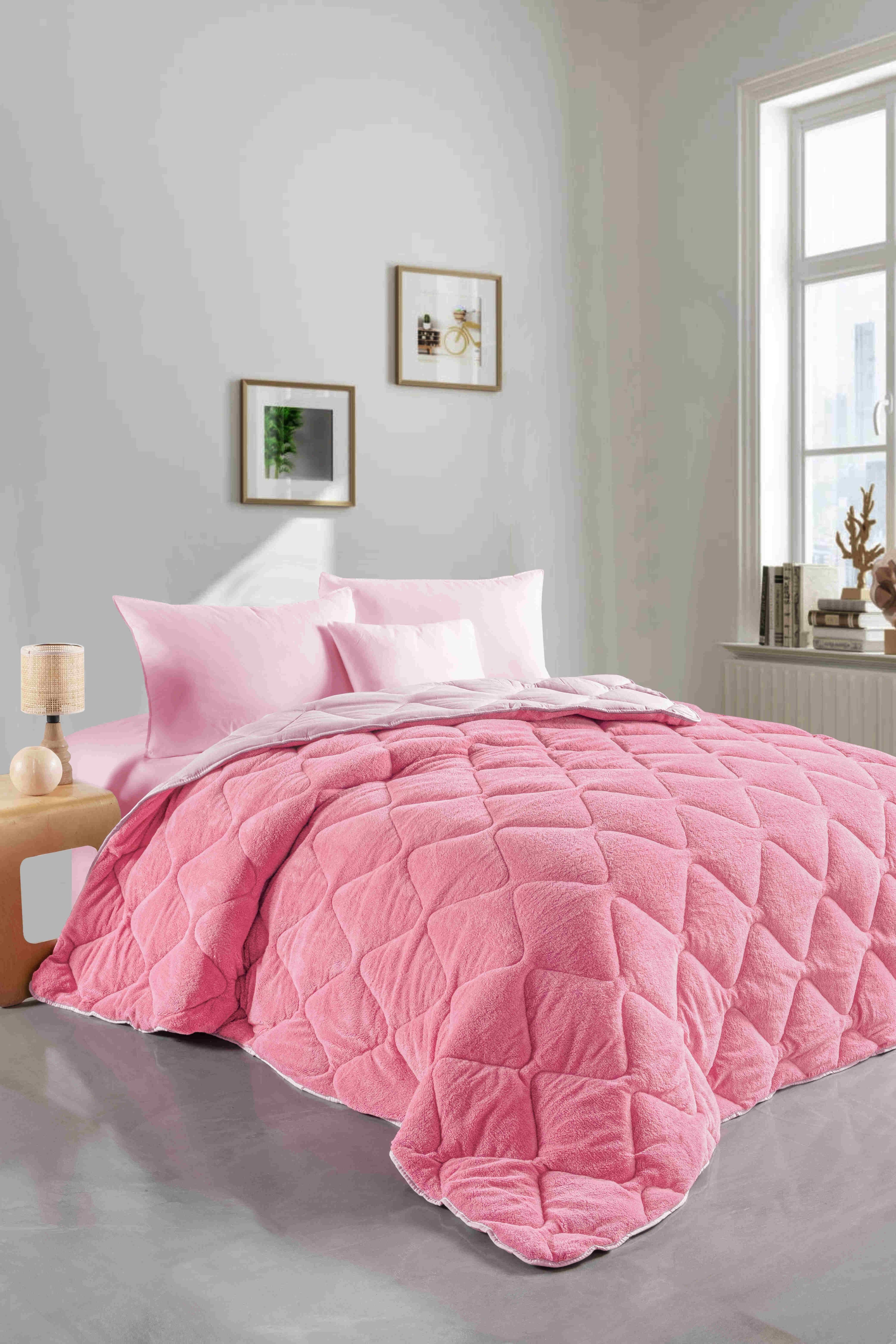 Çift Kişilik Wellsoft Pembe Yorgan Seti /195x215 cm