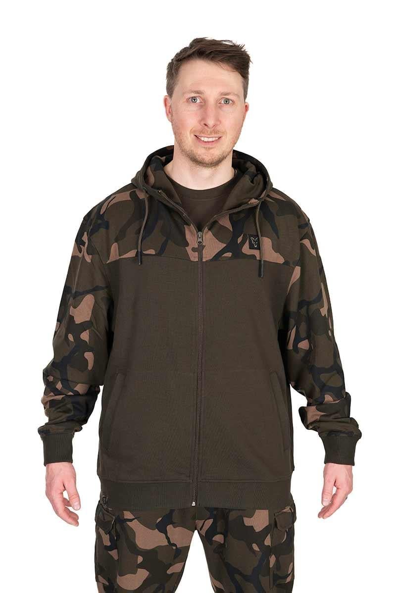 Fox LW Khaki/Camo Split Fermuarlı Kapüşonlu Üst