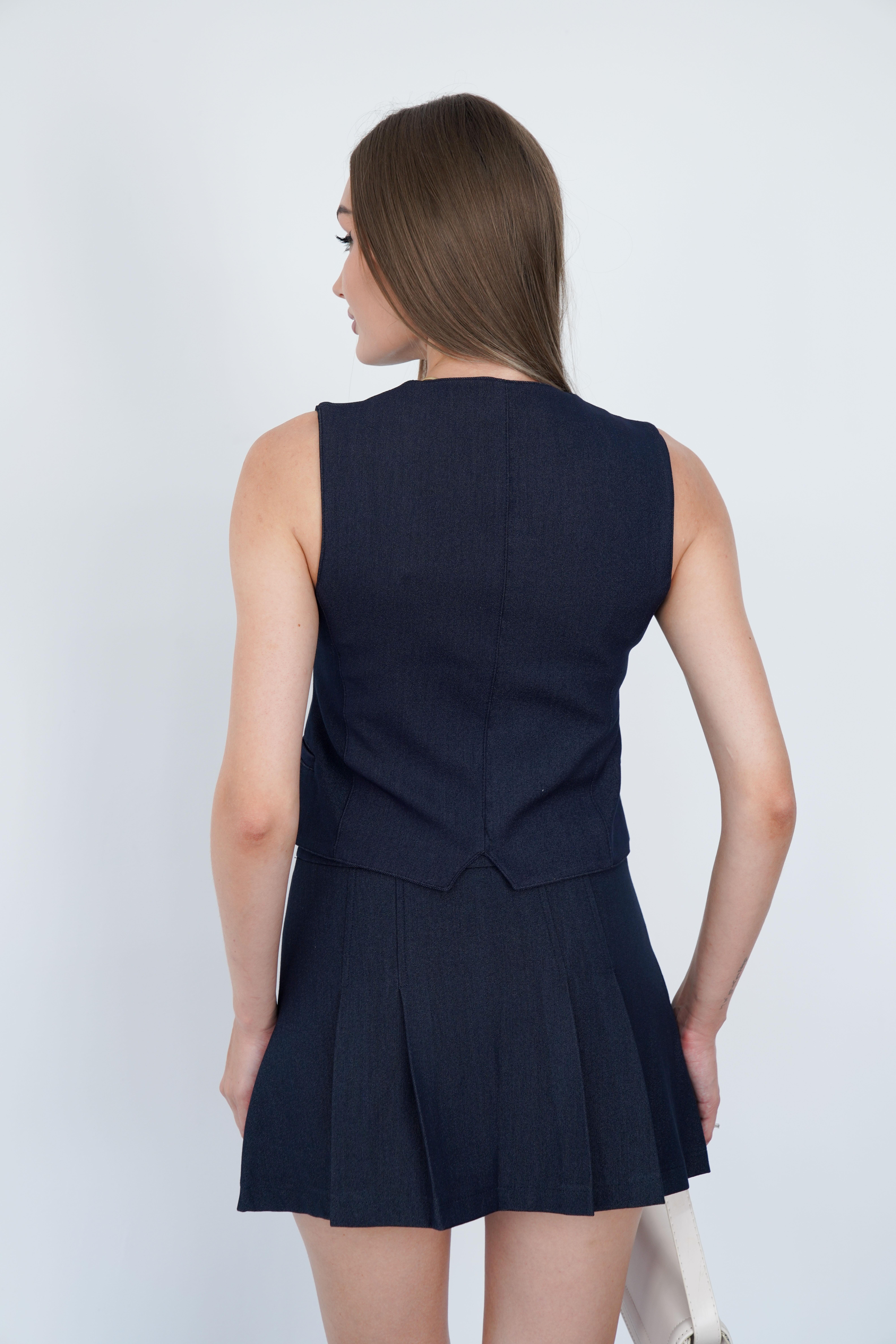 Denim Görünümlü Şort Etek