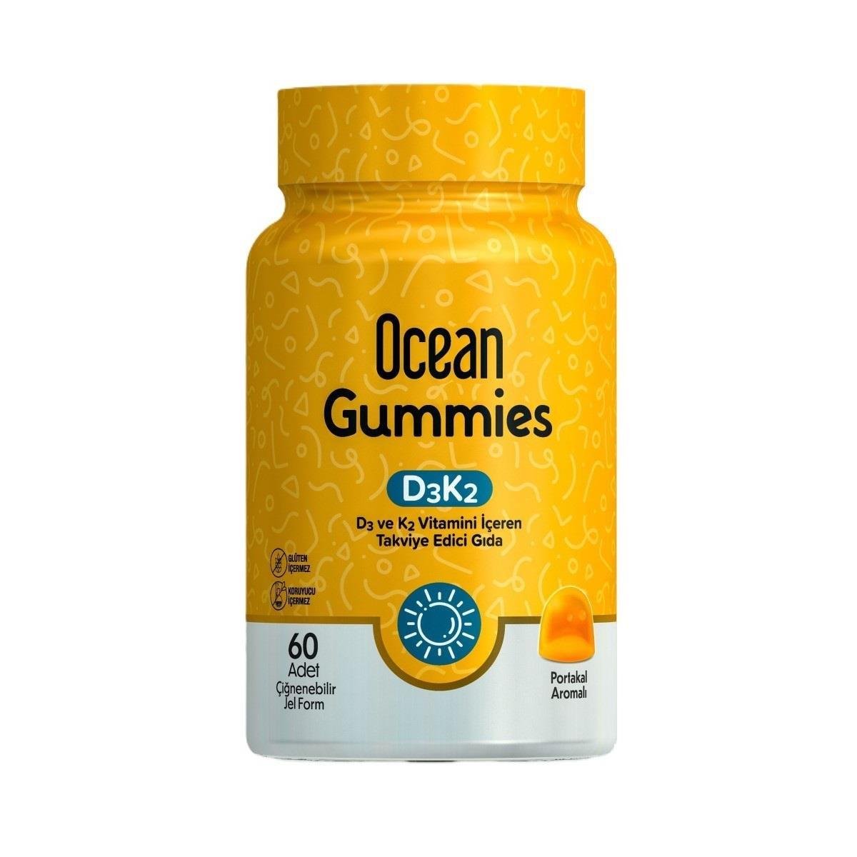 Ocean Gummies D3K2 60 Adet Çiğnenebilir Jel Form İçeren Takviye Edici Gıda