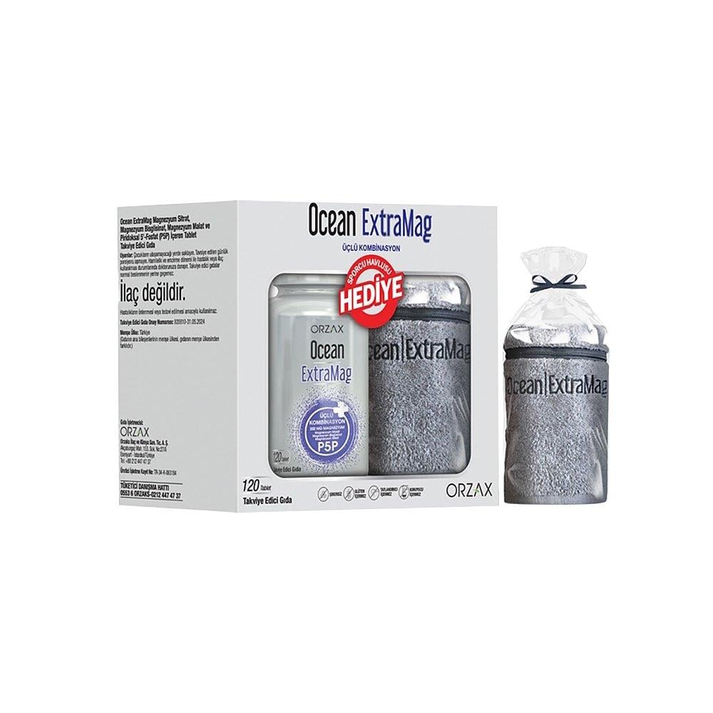 Orzax Ocean ExtraMag Üçlü Magnezyum Kombinasyonu 120 Tablet + Sporcu Havlusu Hediyeli