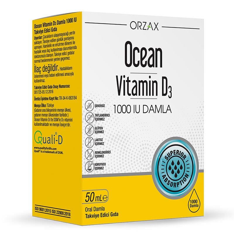 Orzax Ocean Vitamin D3 1000 IU 50 ml Damla