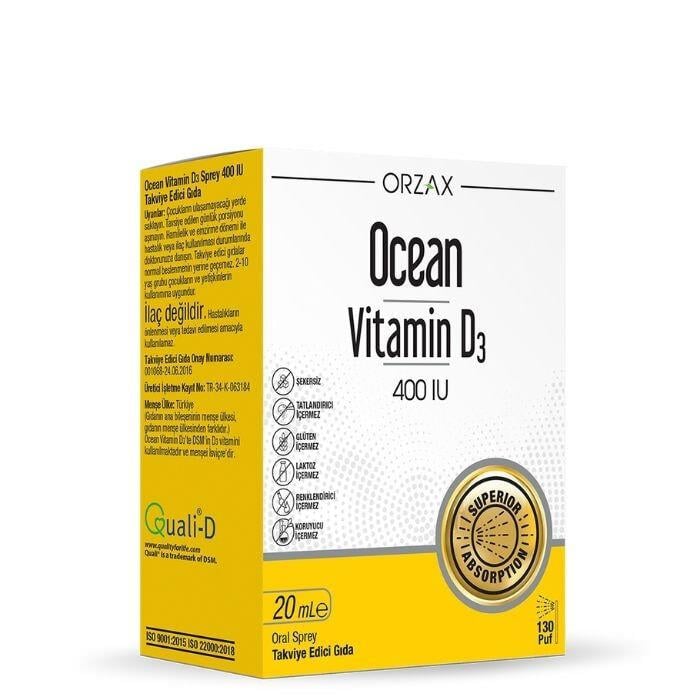 Orzax Ocean Vitamin D3 400 IU Sprey 20ml