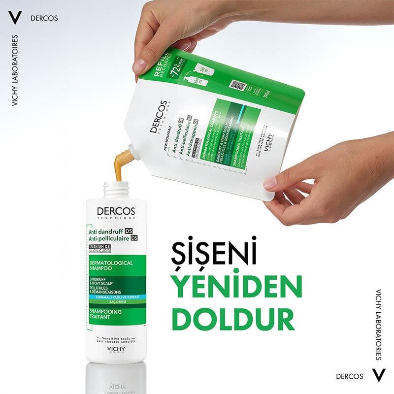 Vichy Dercos Anti Dandruff Kepek Karşıtı Şampuan 390 ml - Normal ve Yağlı Saçlar - Refill