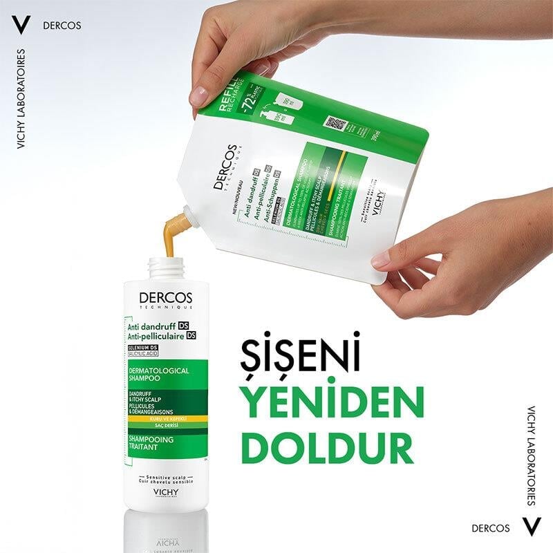 Vichy Dercos Anti Dandruff Kepek Karşıtı Şampuan 390ml - Kuru Saçlar - Refill