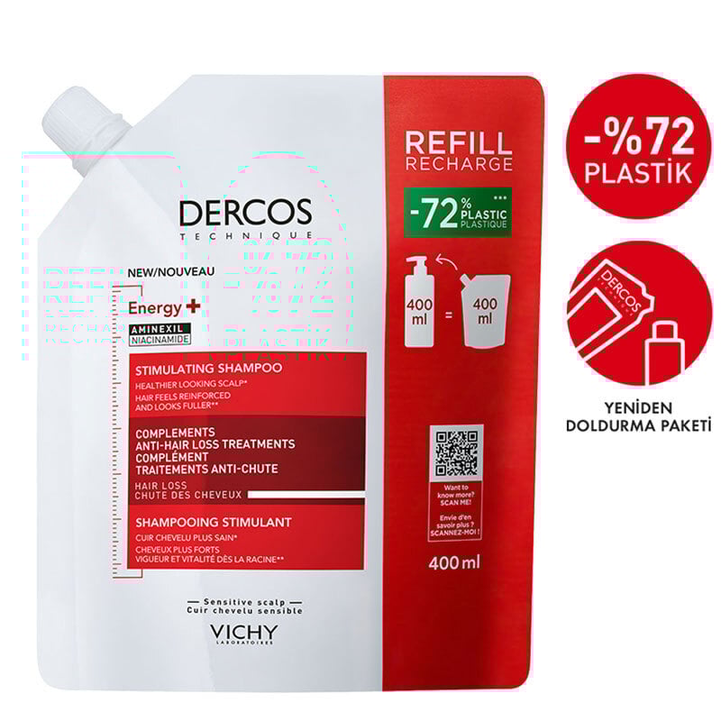 Vichy Dercos Energising Saç Dökülmesine Karşı Şampuan 390 ml - Refill