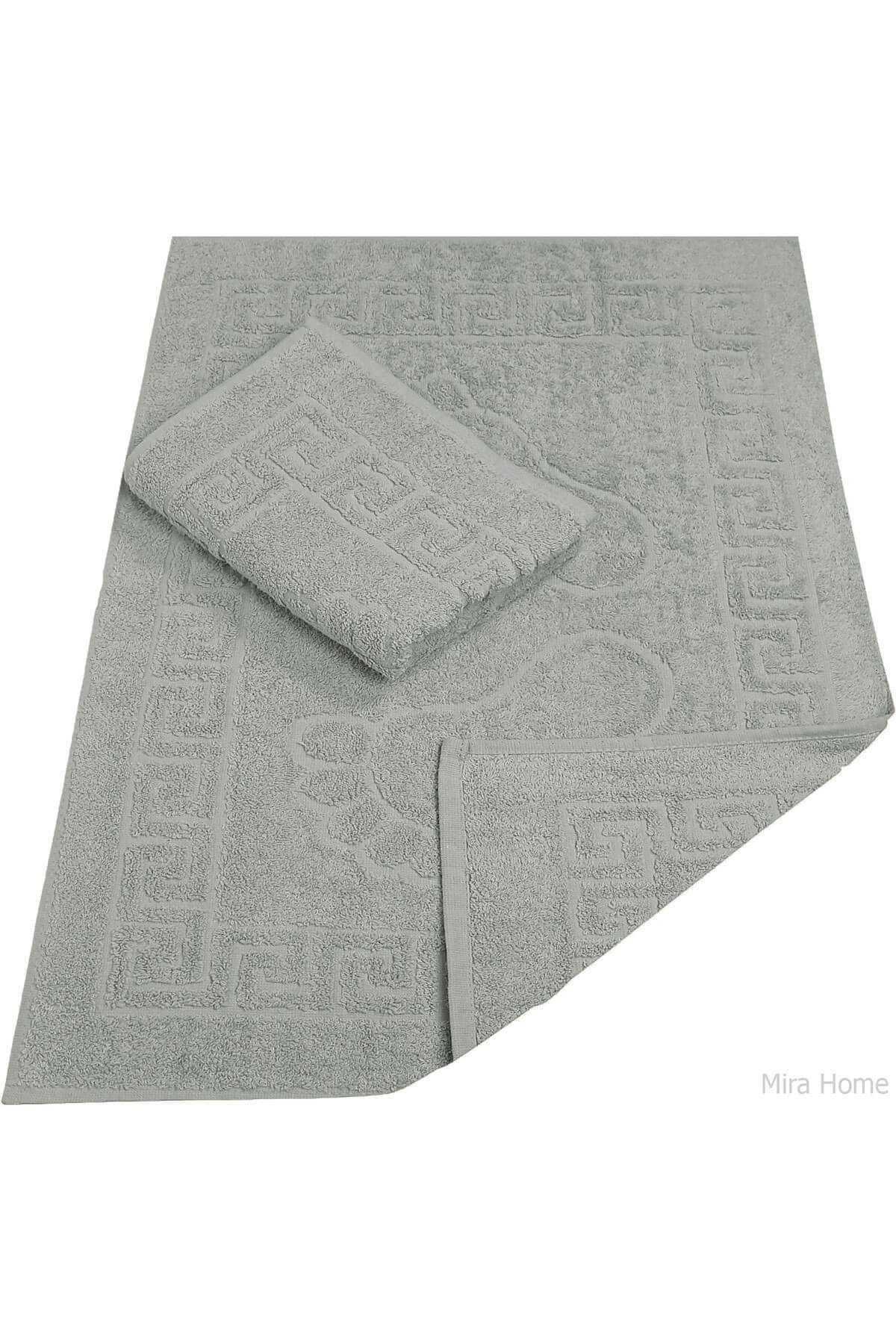 2 Li Banyo Ayak Havlusu %100 Pamuk 50X70 Cm Menesch Gri