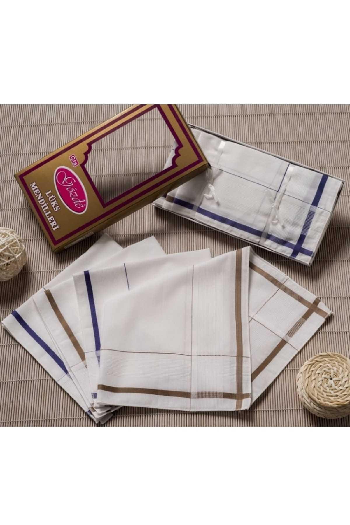 Sarı Kutulu 46x46 cm12 Adet Kumaş Mendil-GSK 01
