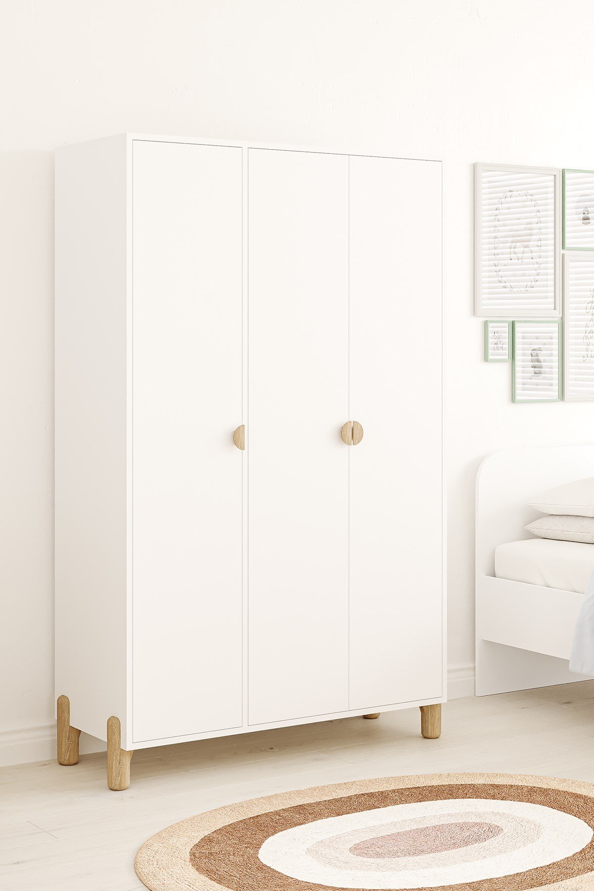 Kinzey 3 Kapaklı Bebek Çocuk Gardırop Bebek Odası Genç Odası  Beyaz