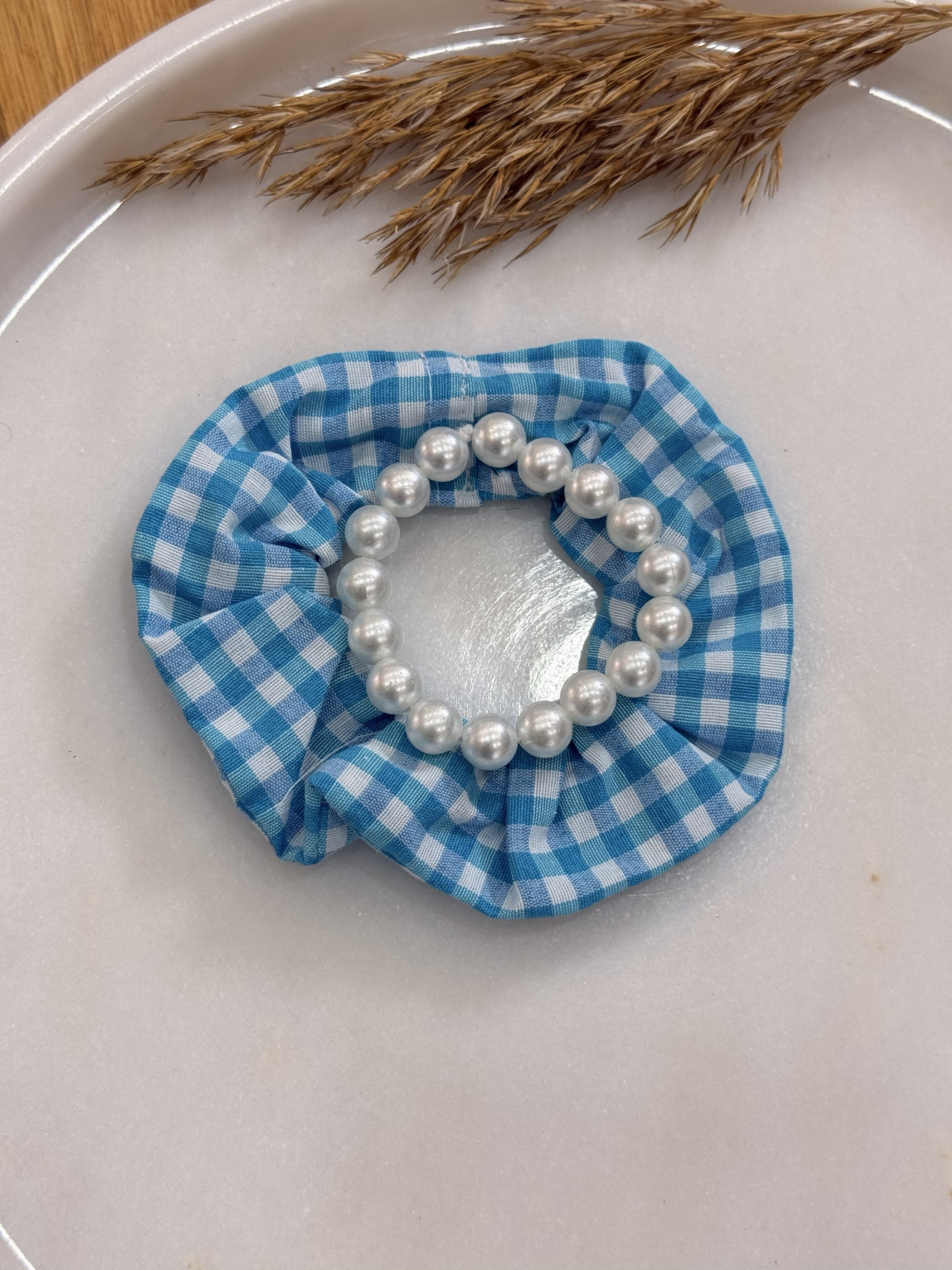 İnci Ve Pitikare Kumaşlı Mavi Lastik Set