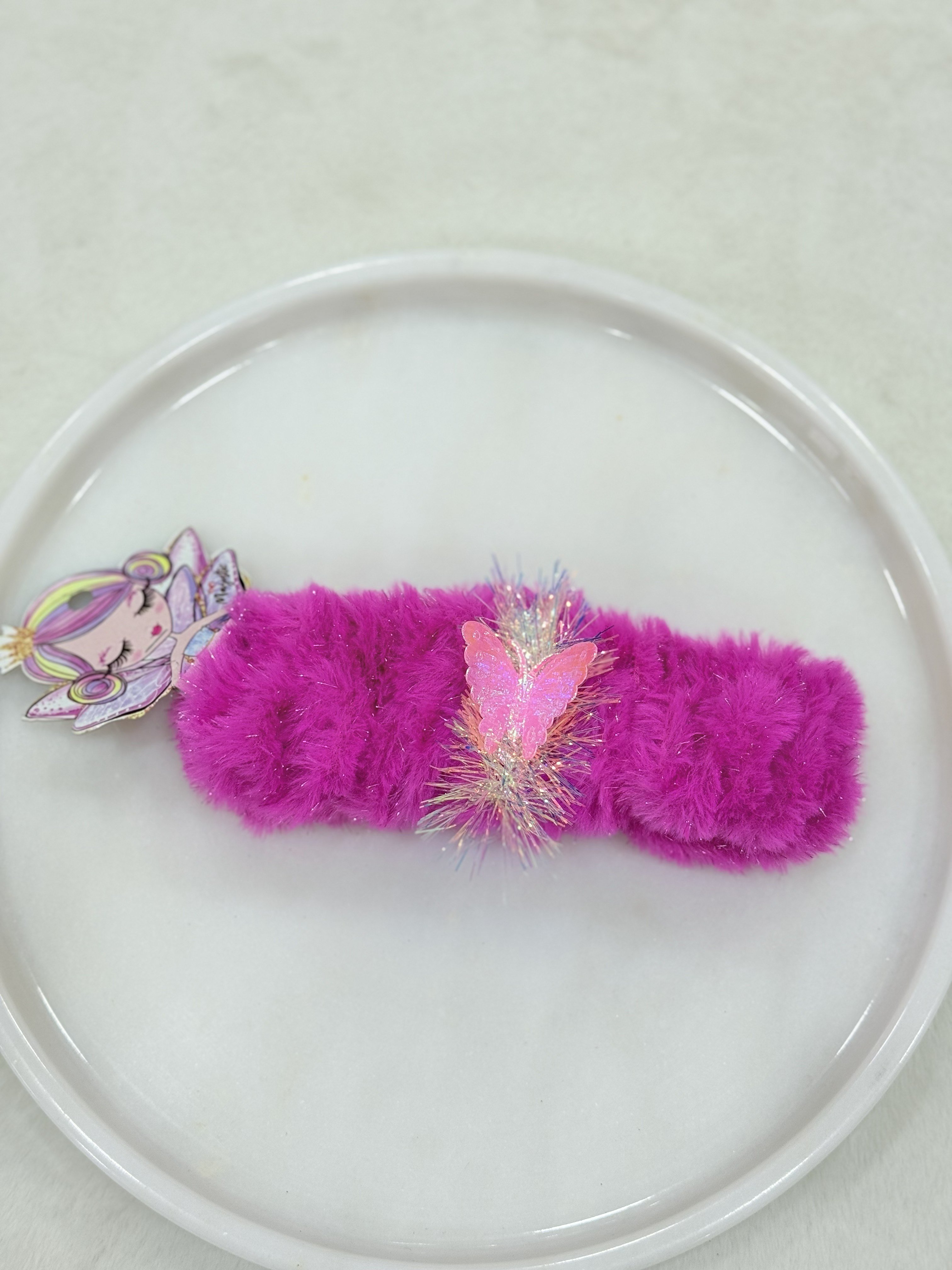 Pembe Simli Peluş Bandana