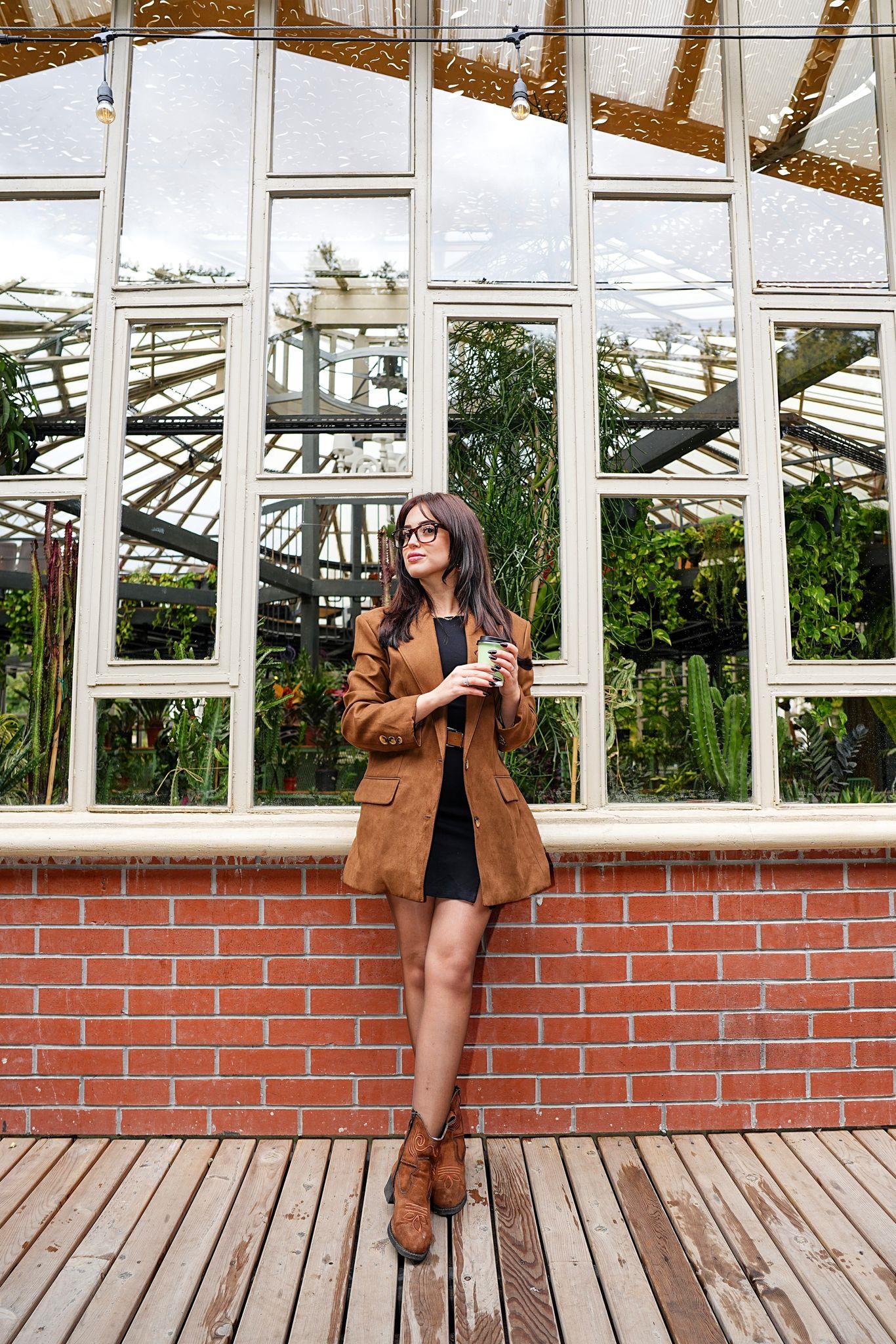 Taba Süet Oversize Blazer Ceket
