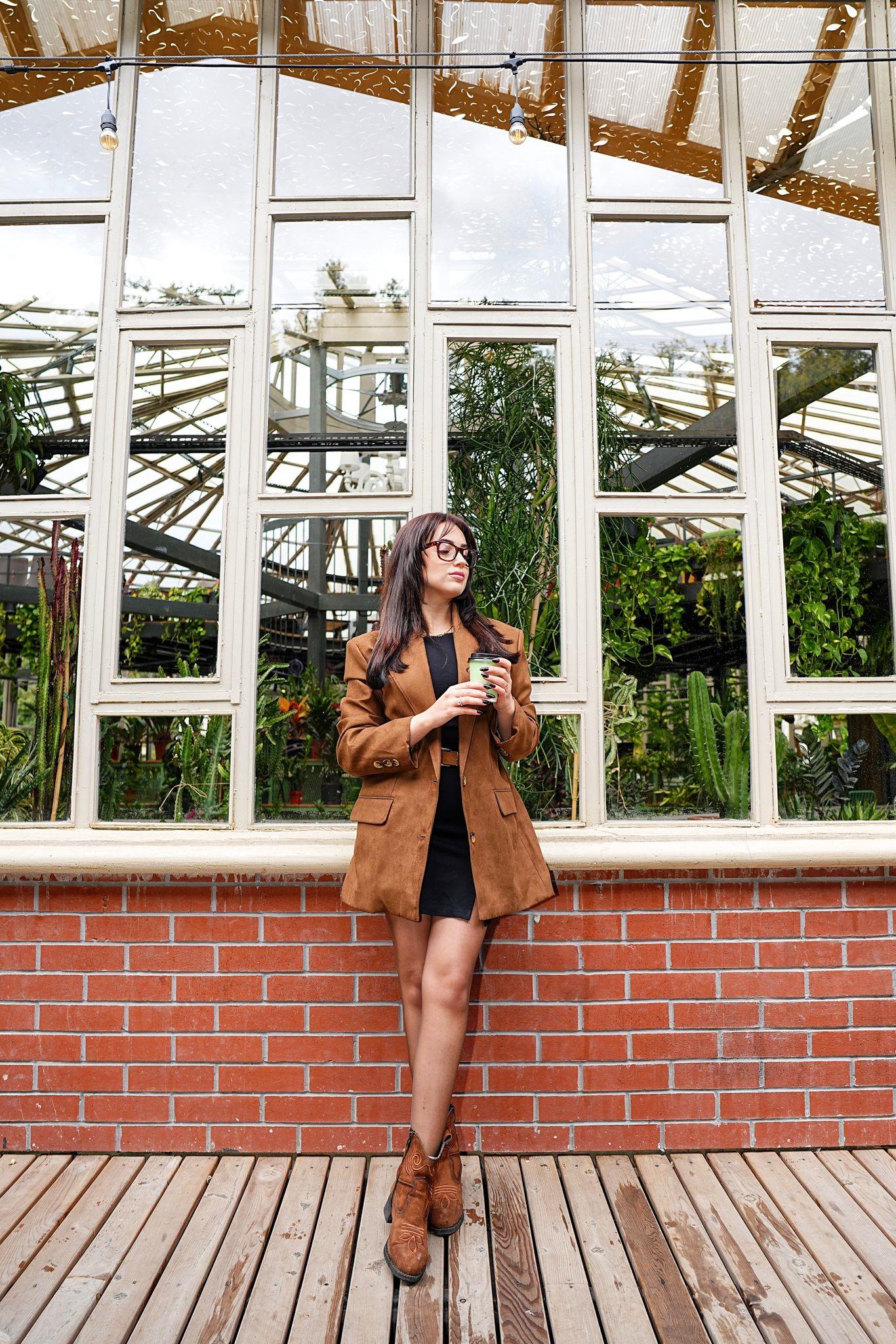 Taba Süet Oversize Blazer Ceket