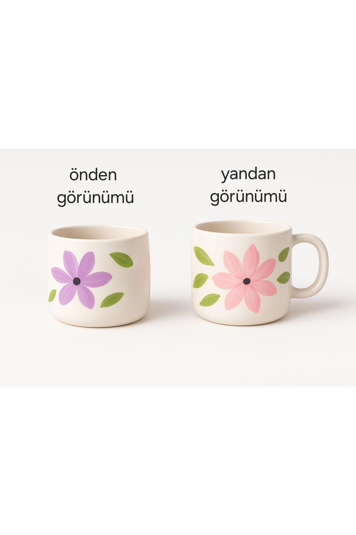 İki Renk Çiçekli Kahve Fincanı