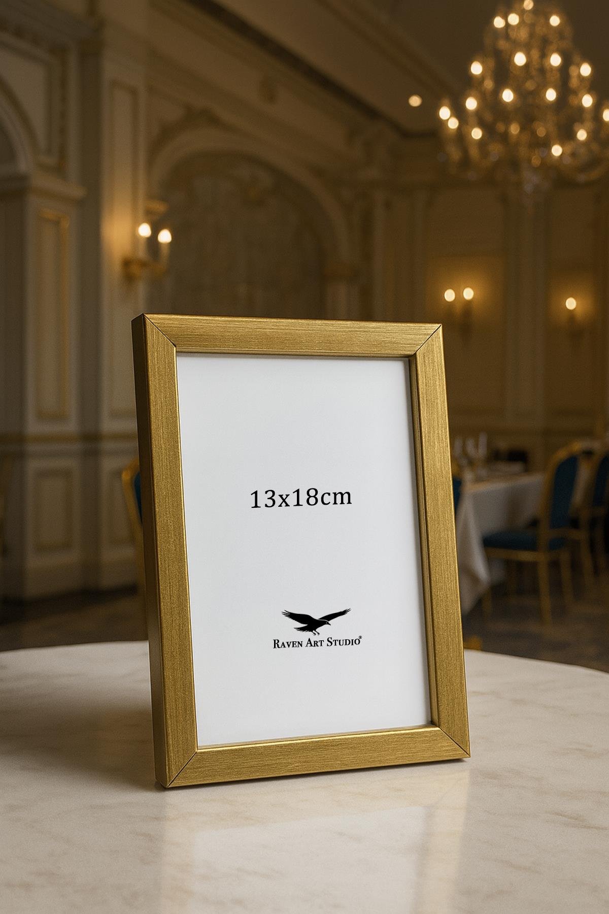 Ermitaj 13cm x 18cm Altın Resim Fotoğraf Belge Poster Evrak Çerçevesi Korumalı Kırılmaz Pleksi Cam