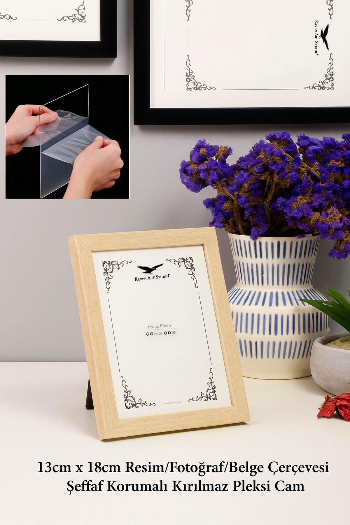 Ermitaj 13cm x 18cm Sedef Resim Fotoğraf Belge Poster Evrak Çerçevesi Korumalı Kırılmaz Pleksi Cam