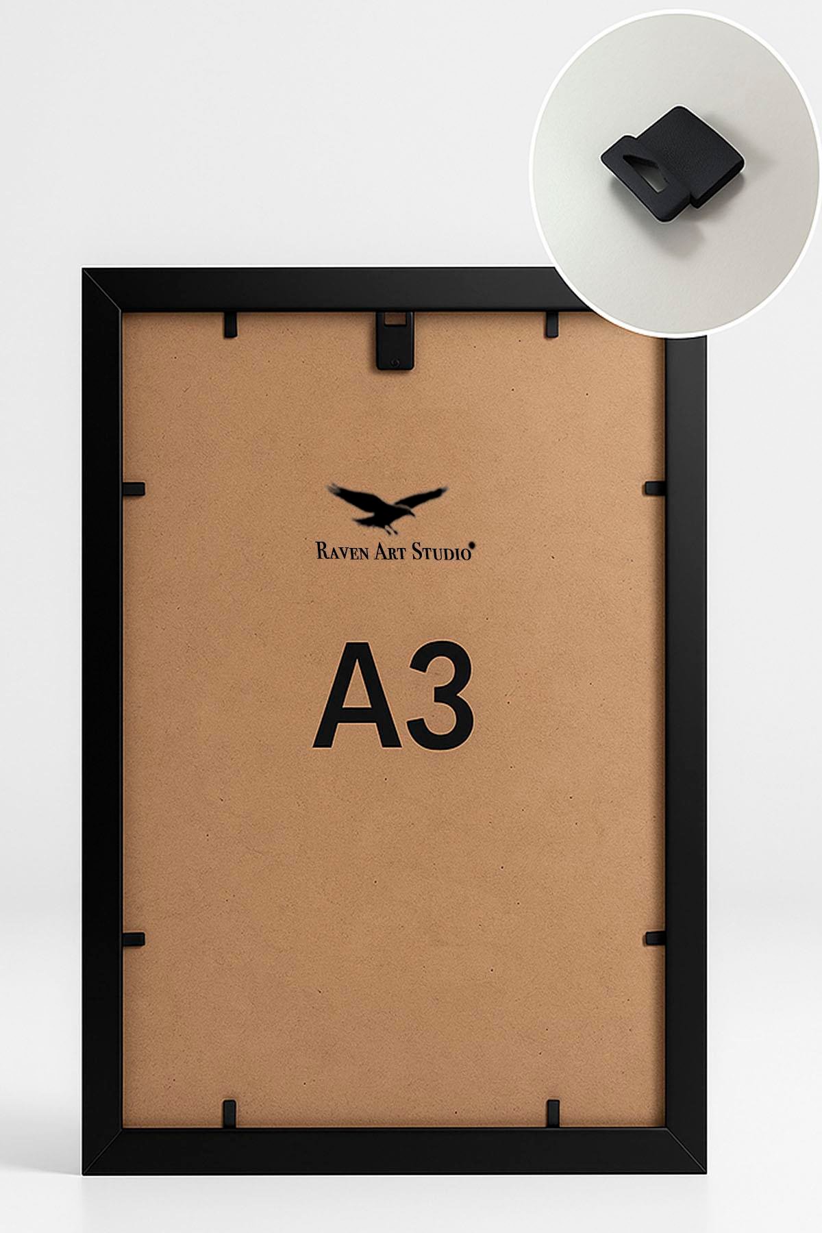 Ermitaj A3 Ebat 30cm x 42cm Gümüş Resim Fotoğraf Belge Poster Evrak Çerçevesi Korumalı Kırılmaz Pleksi Cam